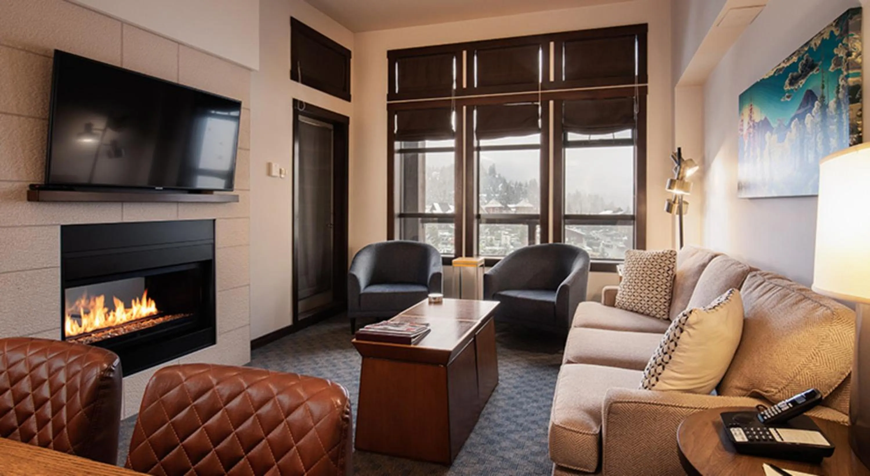 Living room in Evolution Whistler, by Lodging Ovations