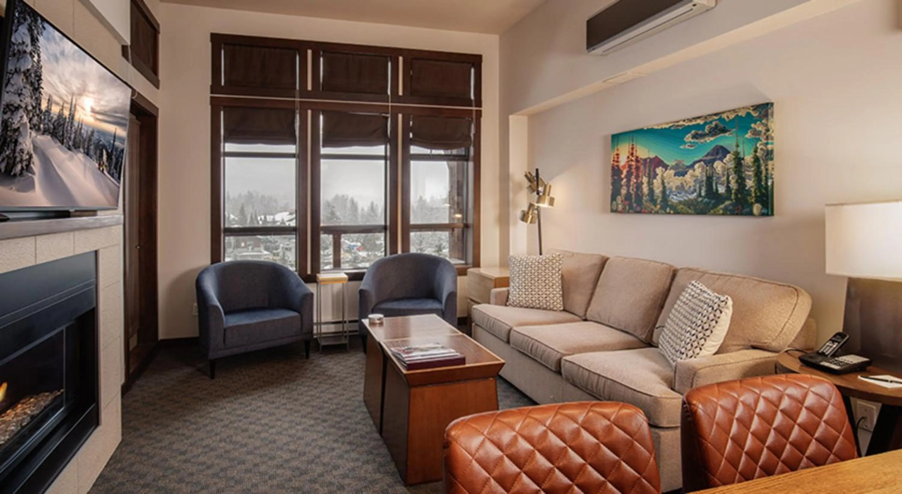 Living room in Evolution Whistler, by Lodging Ovations