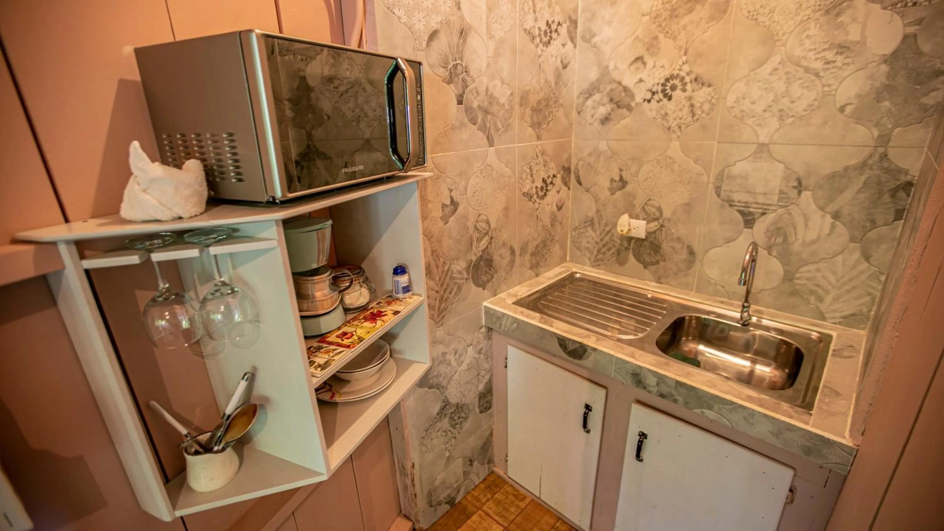 Kitchen or kitchenette in Cabañas del Lago