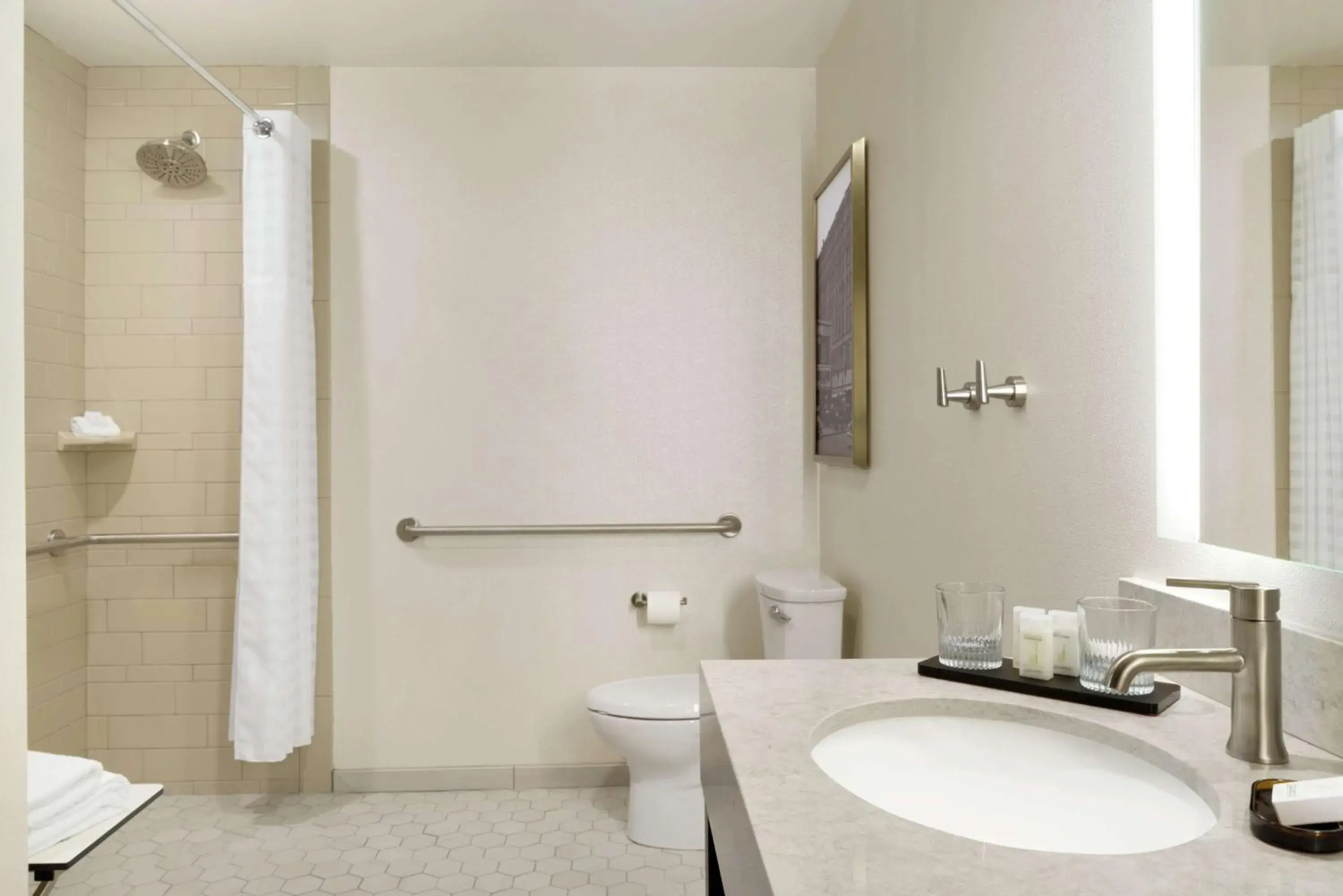 Queen Suite with Roll-In Shower - Mobility Access in Embassy Suites By Hilton Syracuse Destiny USA Queen Suite with Roll-In Shower - Mobility Access in Embassy Suites By Hilton Syracuse Destiny USA