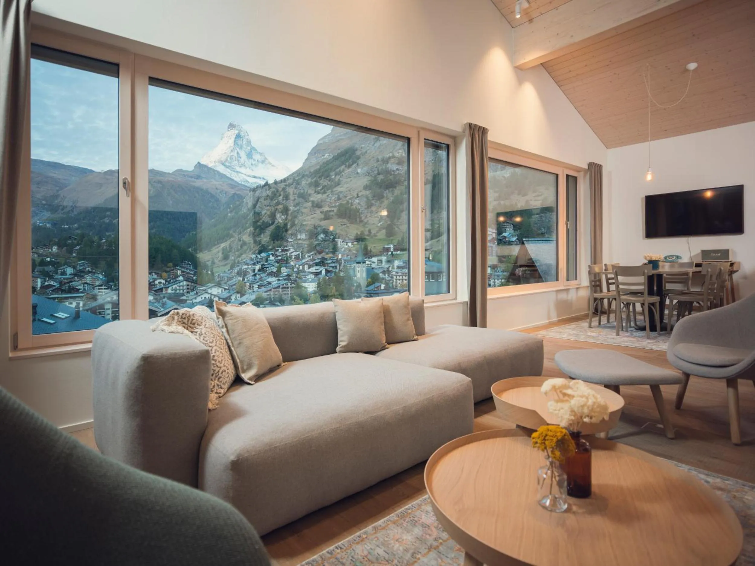Living room in OVERLOOK Lodge by CERVO Zermatt