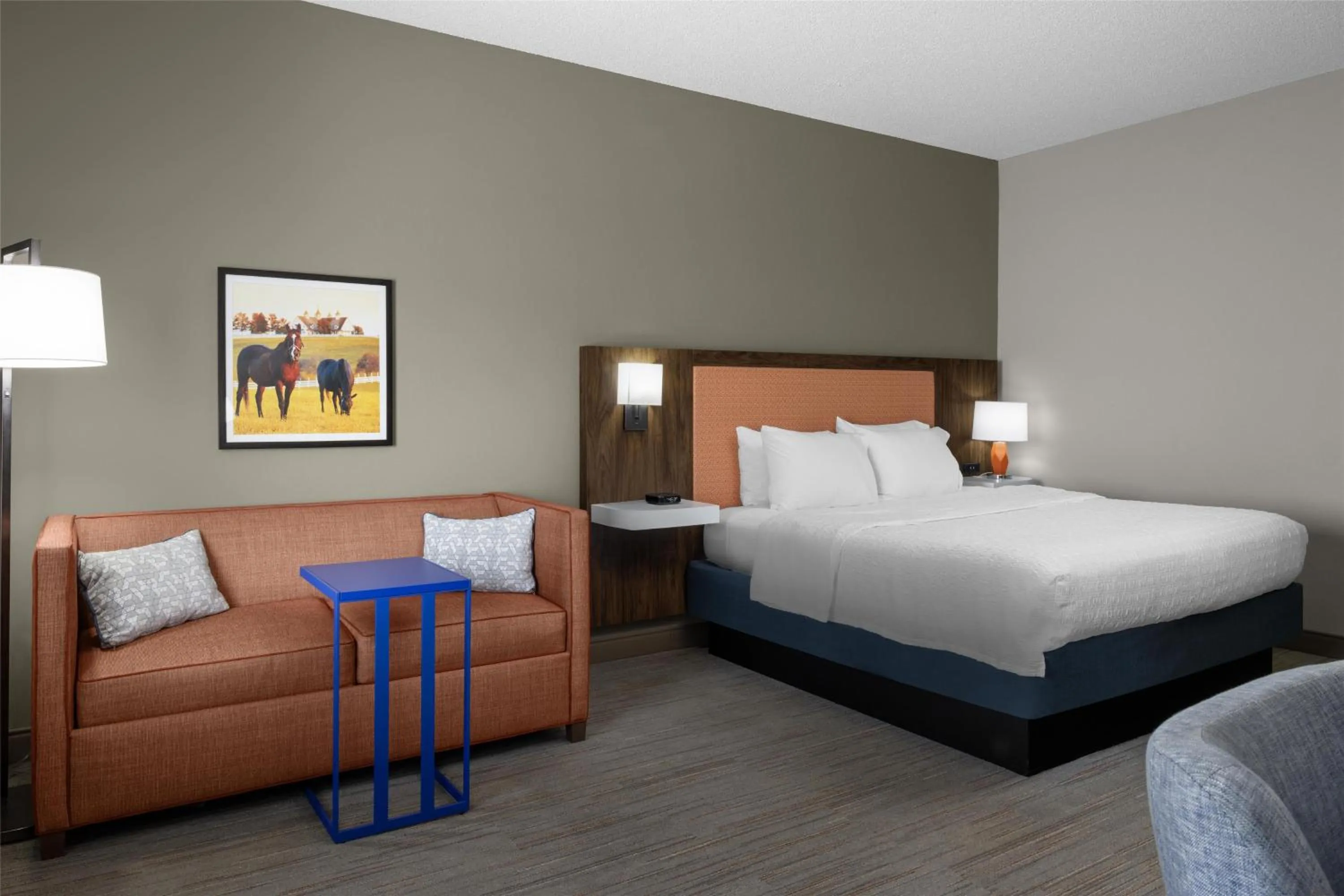 Living room, Bed in Hampton Inn Williamsburg