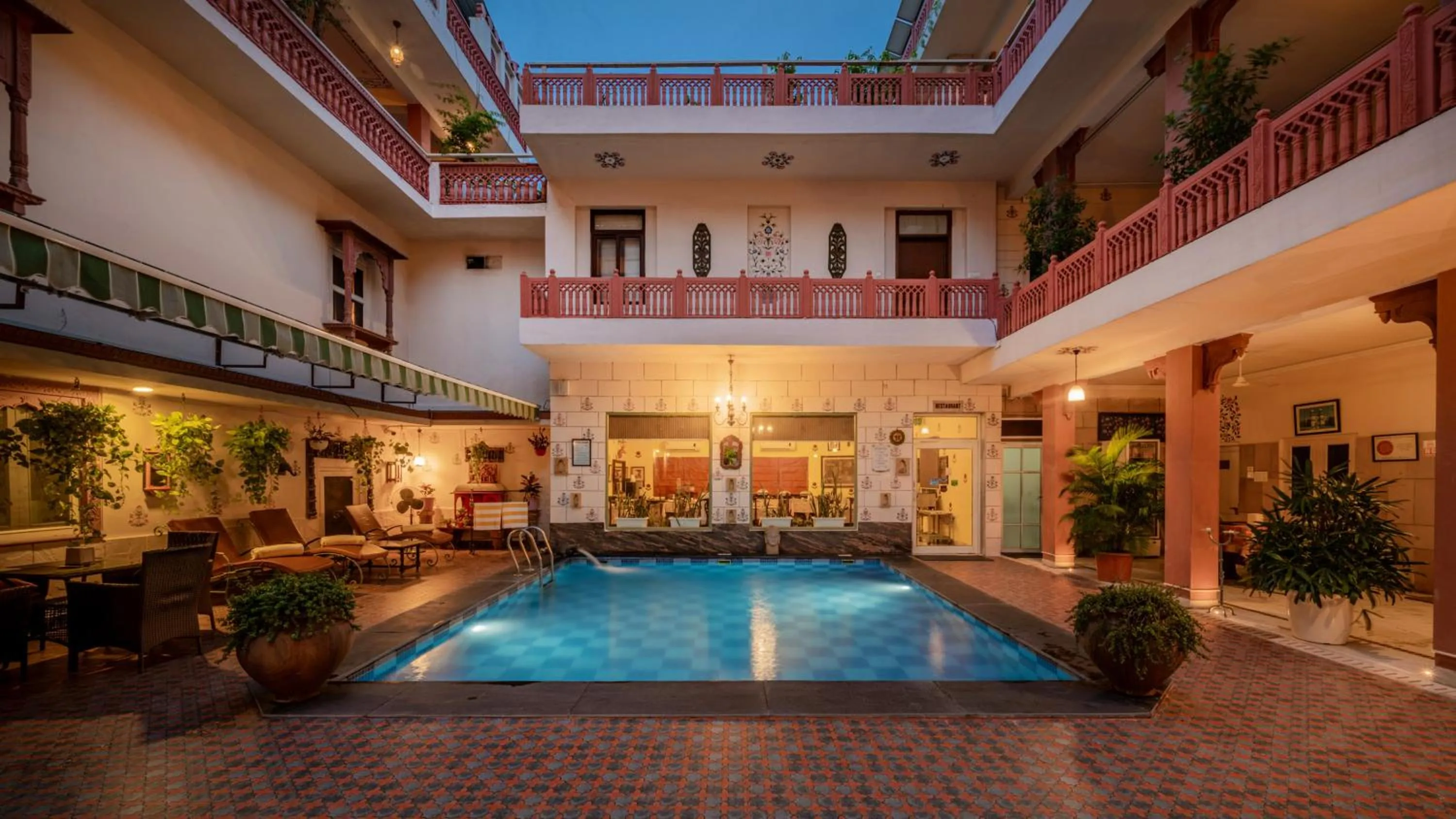 Pool view in Suryaa Villa - A Boutique Heritage Hotel