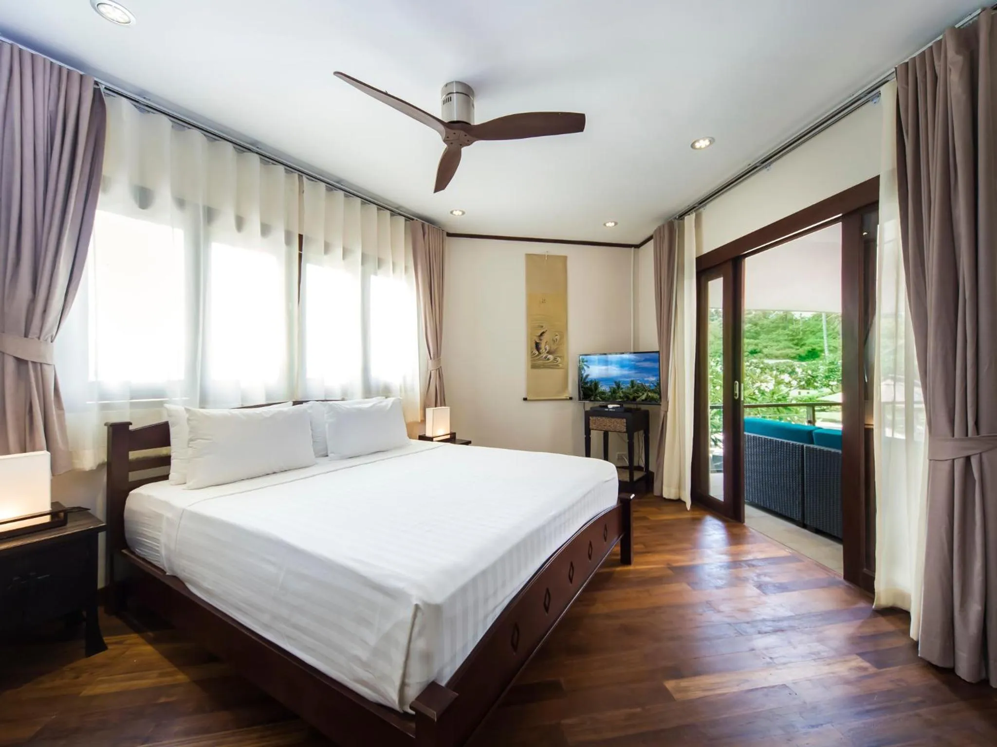 View (from property/room), Bed in Idyllic Samui Beach Villa Resort