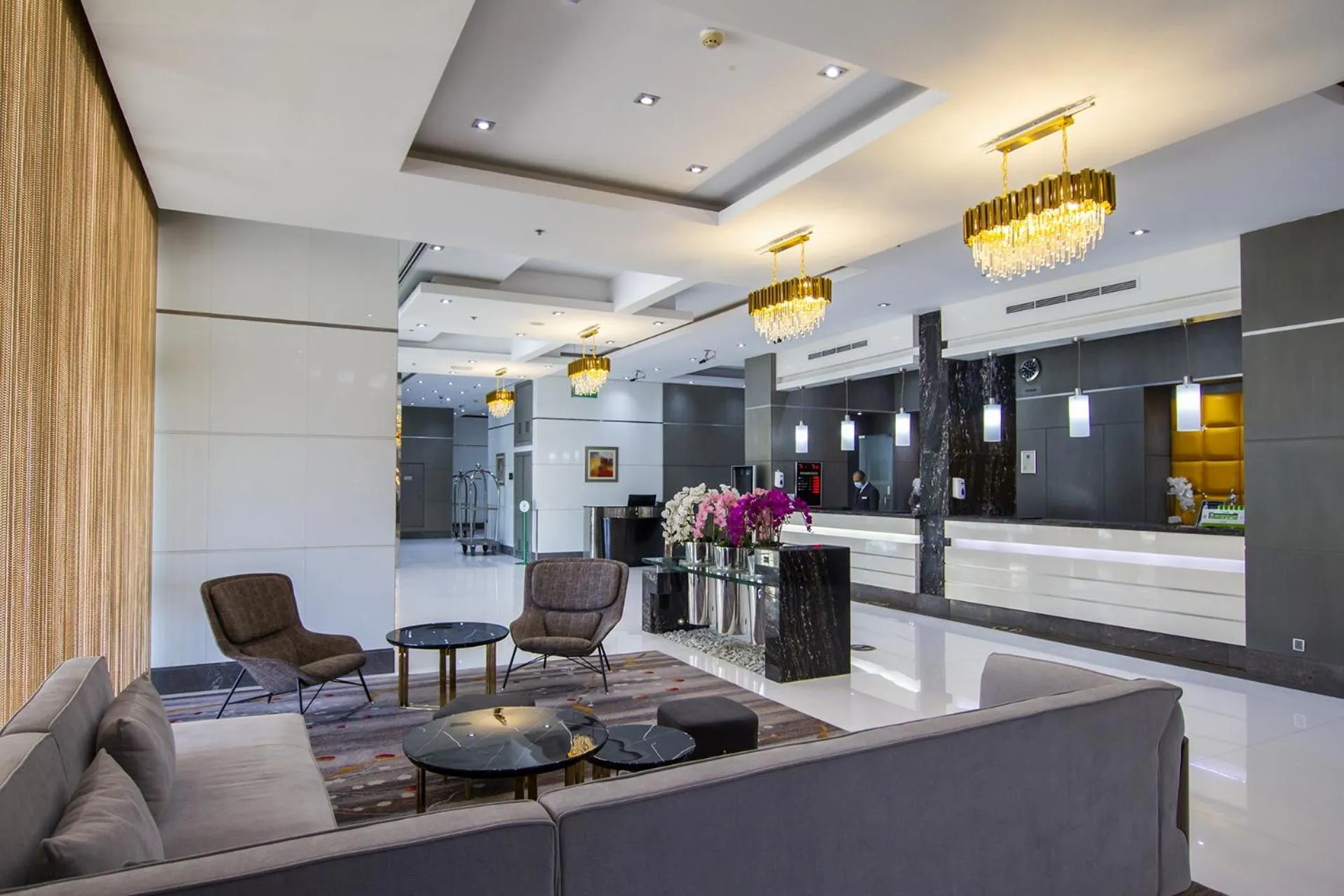 Seating area in TIME Grand Plaza Hotel, Dubai Airport