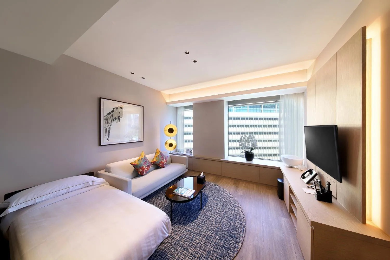 Living room, Bed in Pan Pacific Serviced Suites Orchard, Singapore