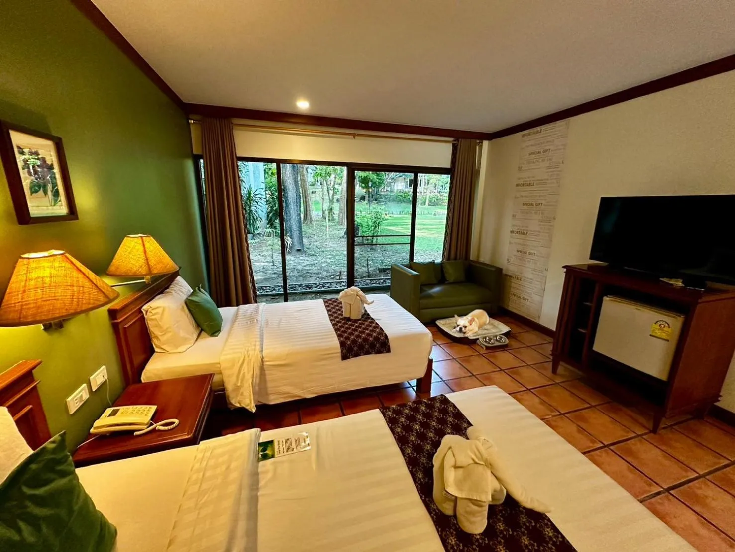 pet friendly, Bed in Comsaed River Kwai Resort