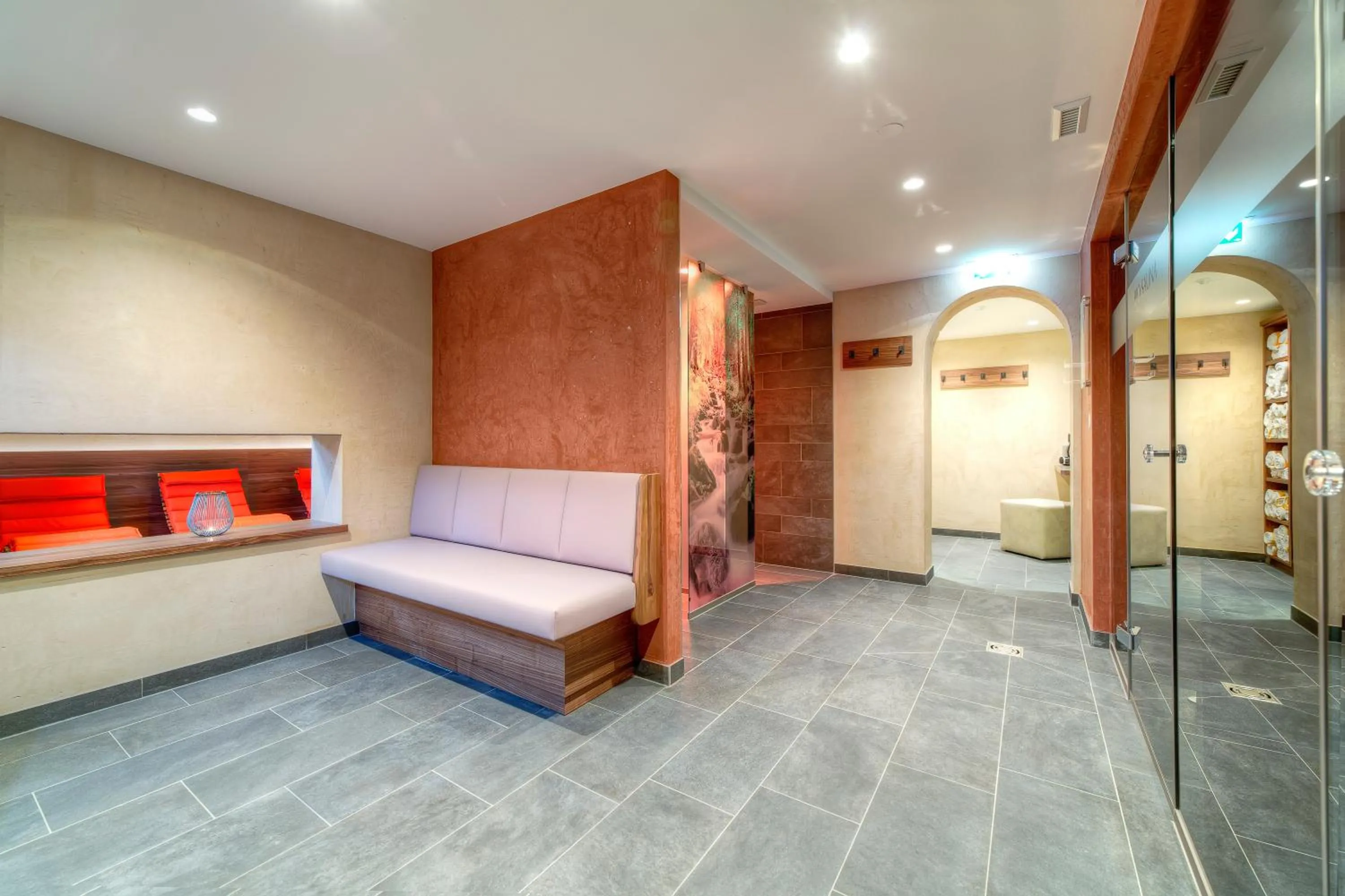 Sauna, Bed in Aparthotel Dorfplatzl Garni Apartments & B&B