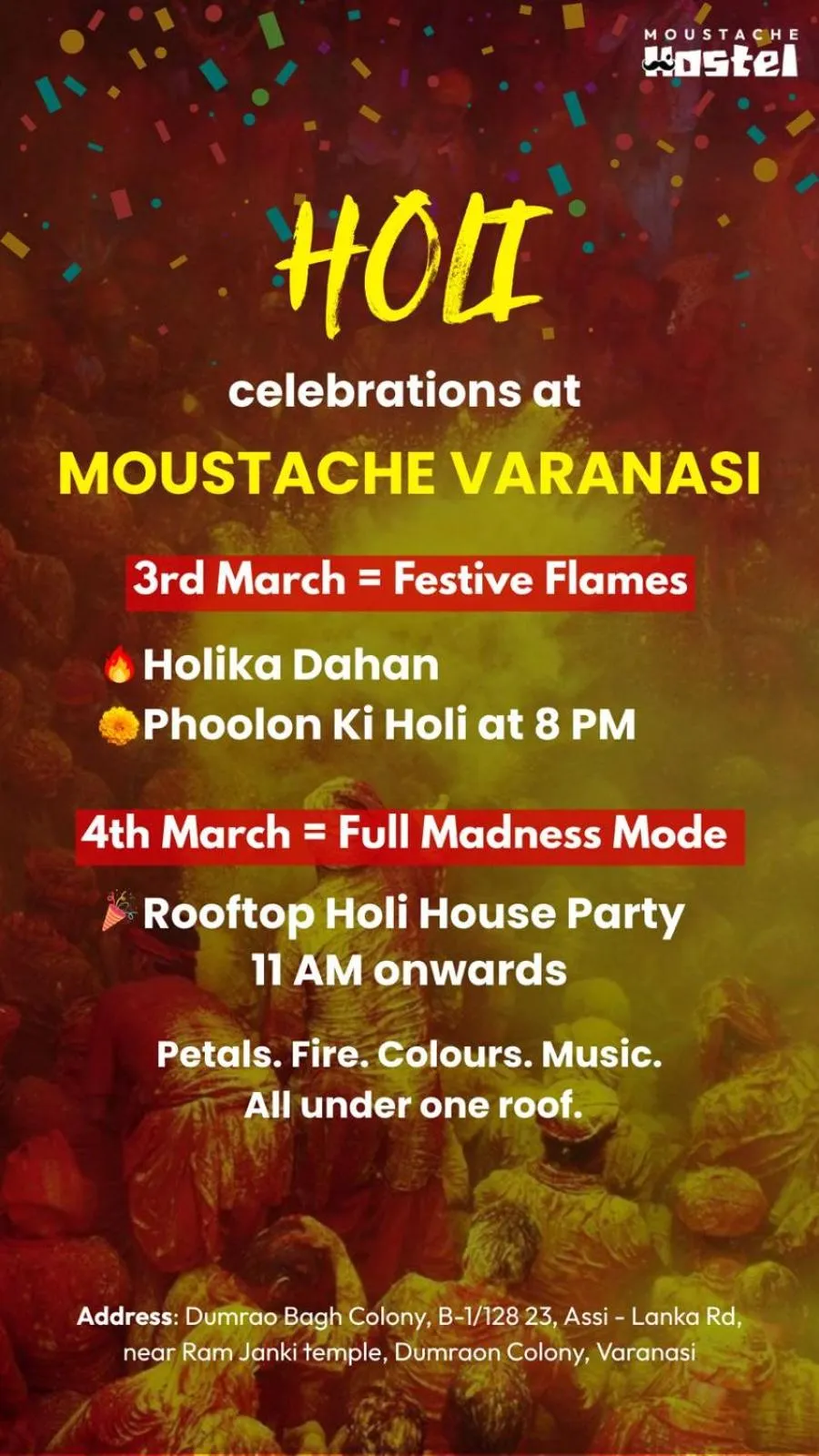 Text overlay in Moustache Varanasi