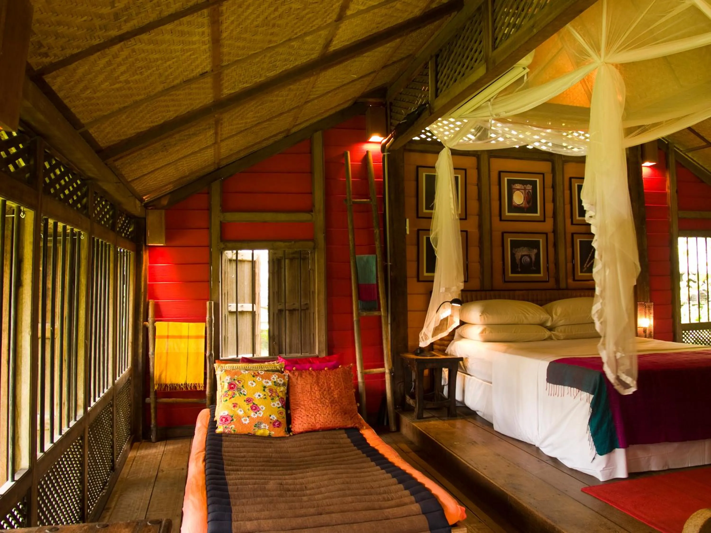 Bedroom, Bed in Bon Ton Antique Wooden Villas