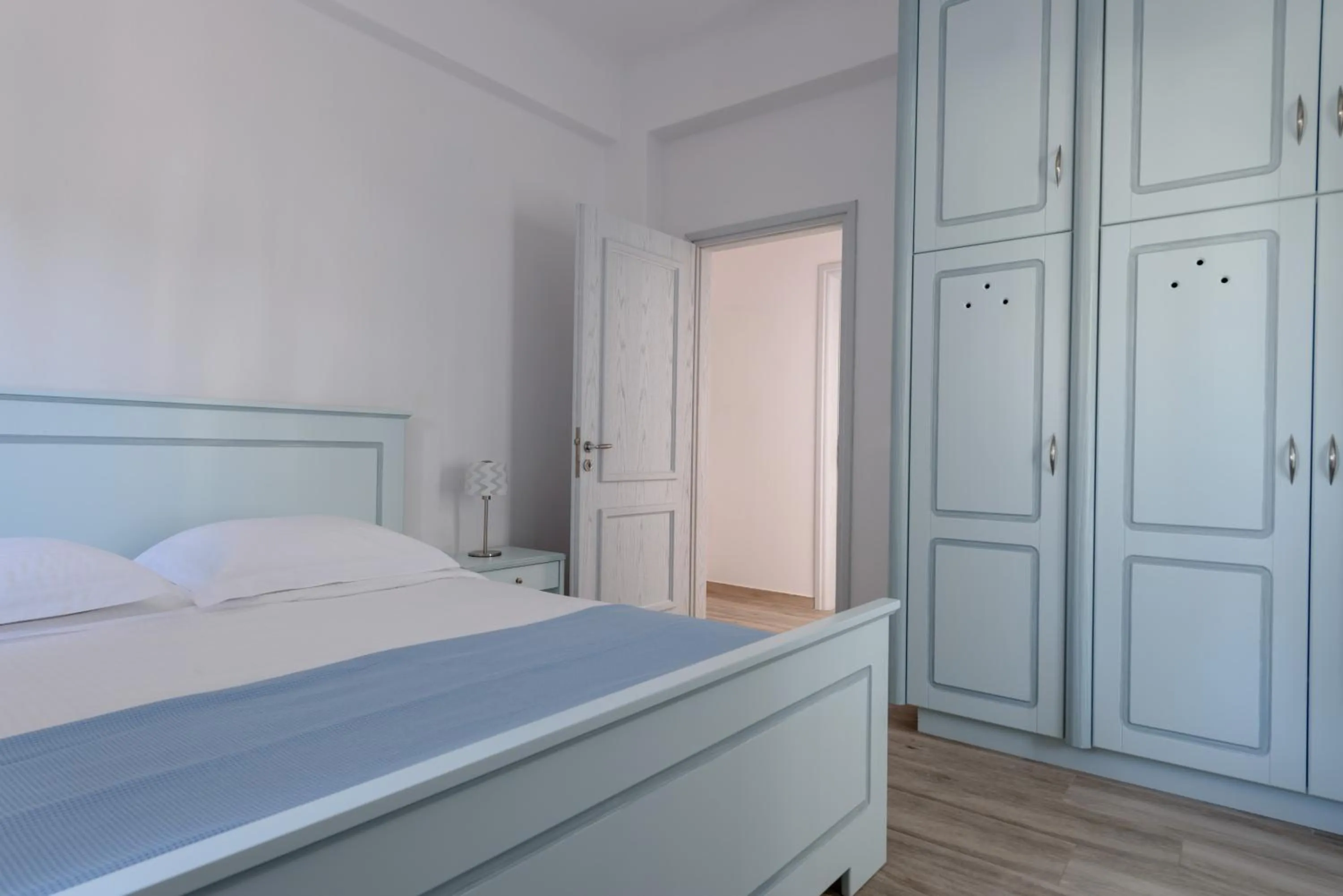 Bed in Ikies Santo Filoxenia Apartments