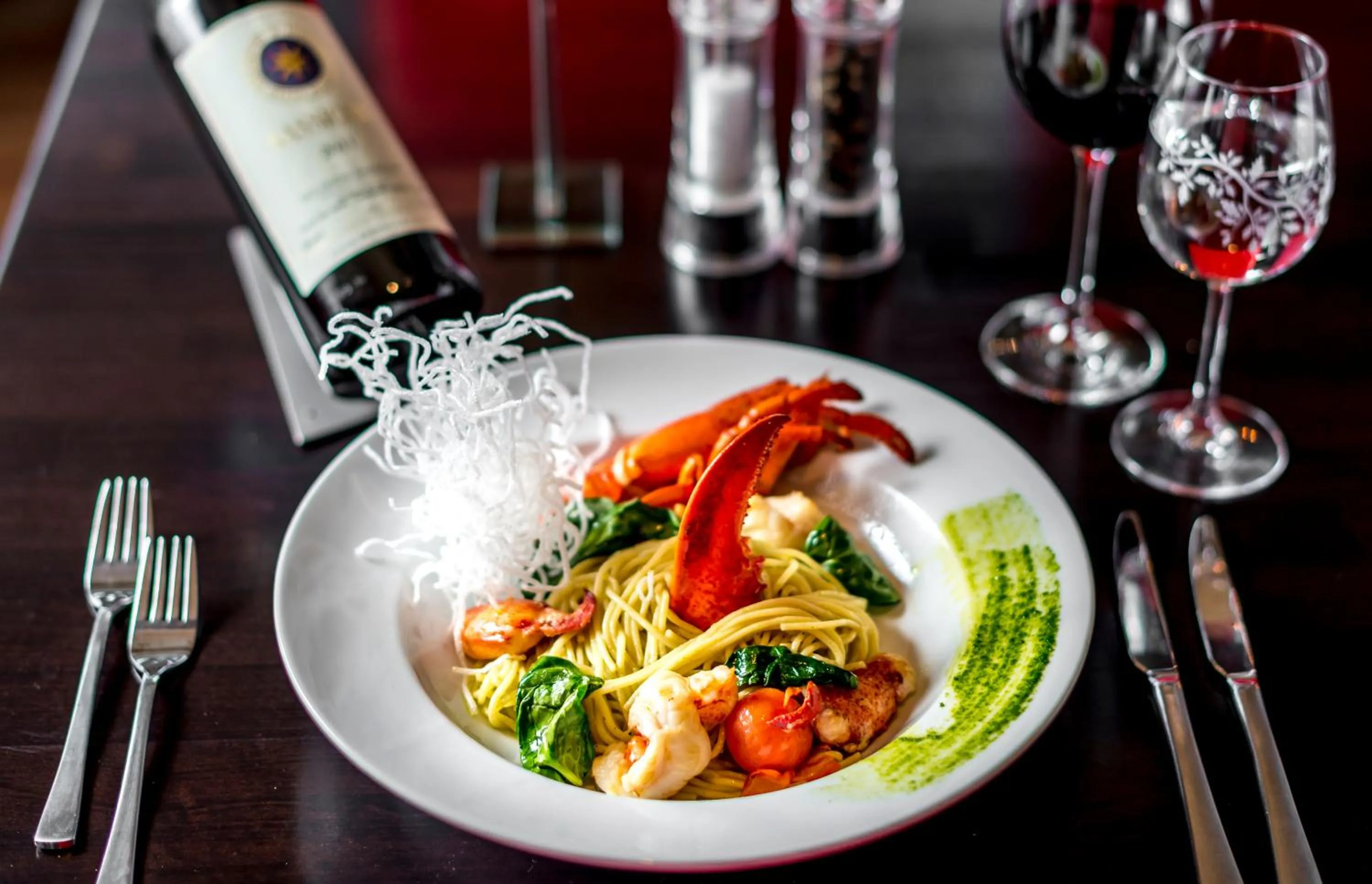 Food close-up in Hotel Restaurant Waldhaus