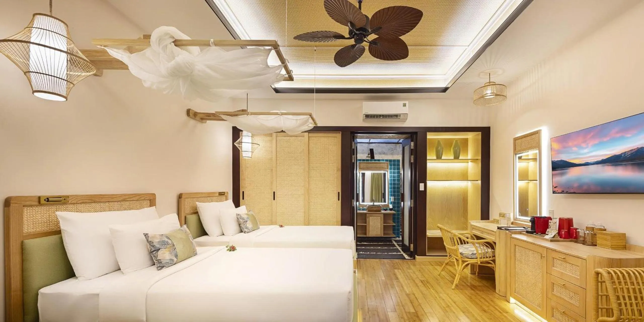 Bed in Bamboo Village Beach Resort & Spa