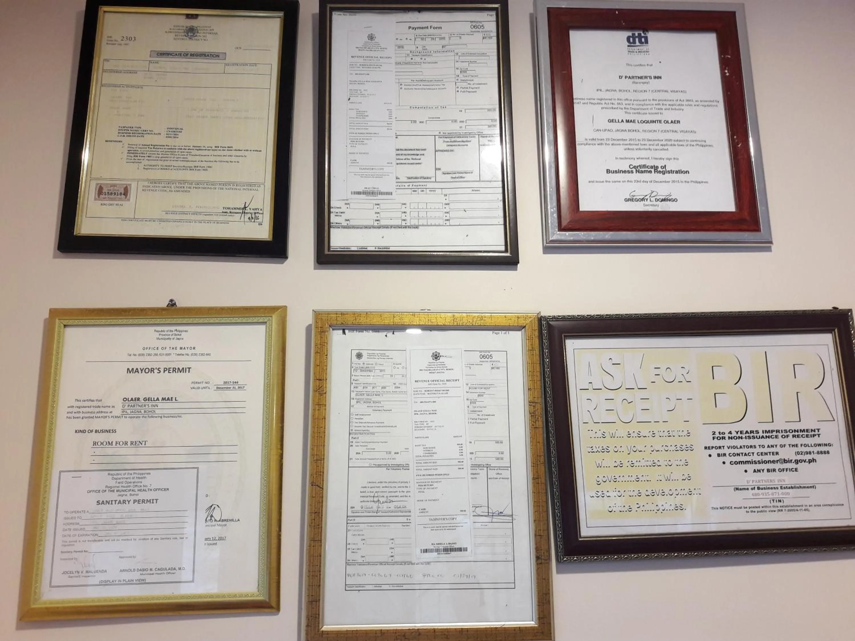 Certificate/Award in D' Partner's Inn