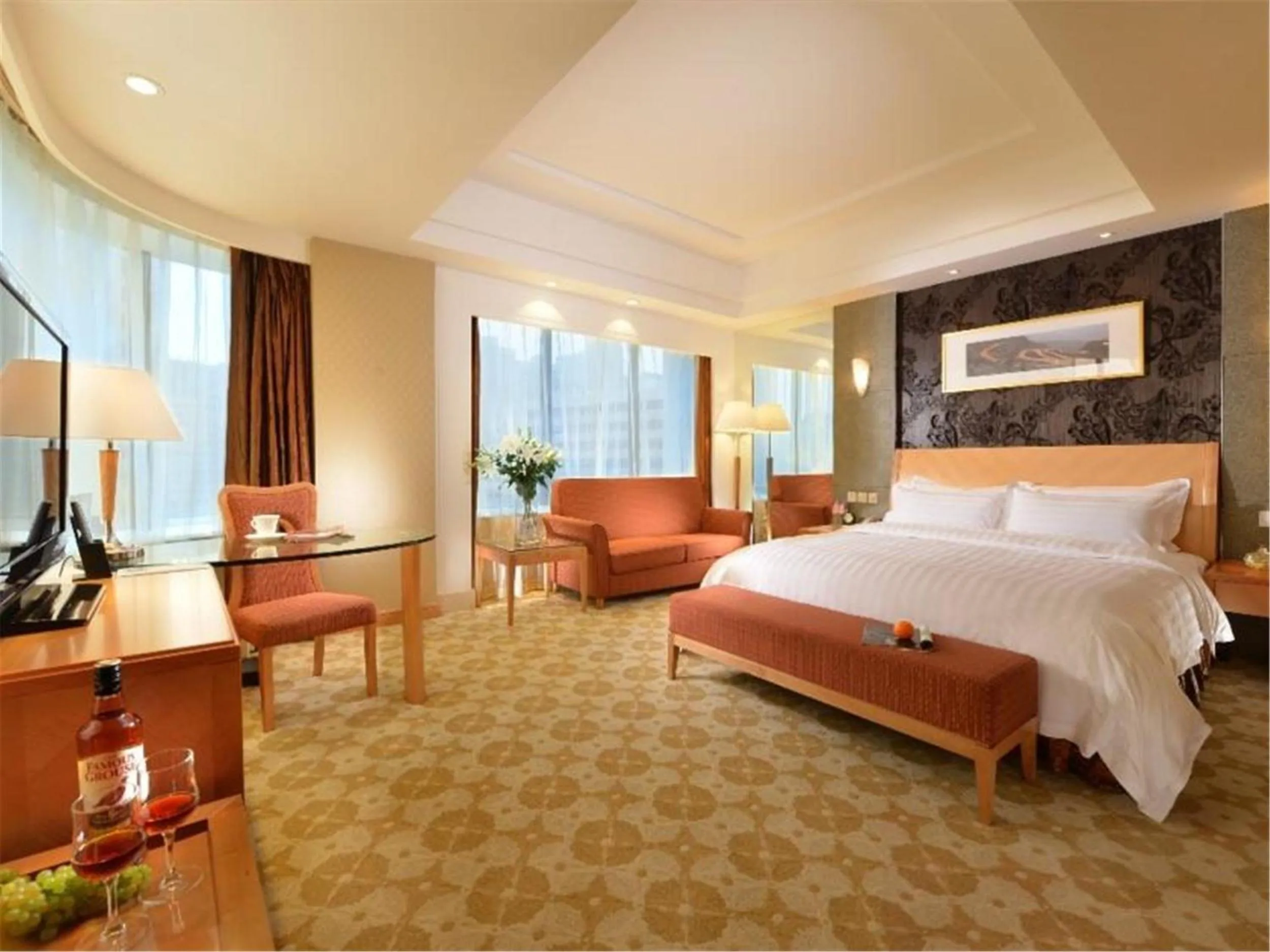 Decorative detail, Bed in Dalian East Hotel