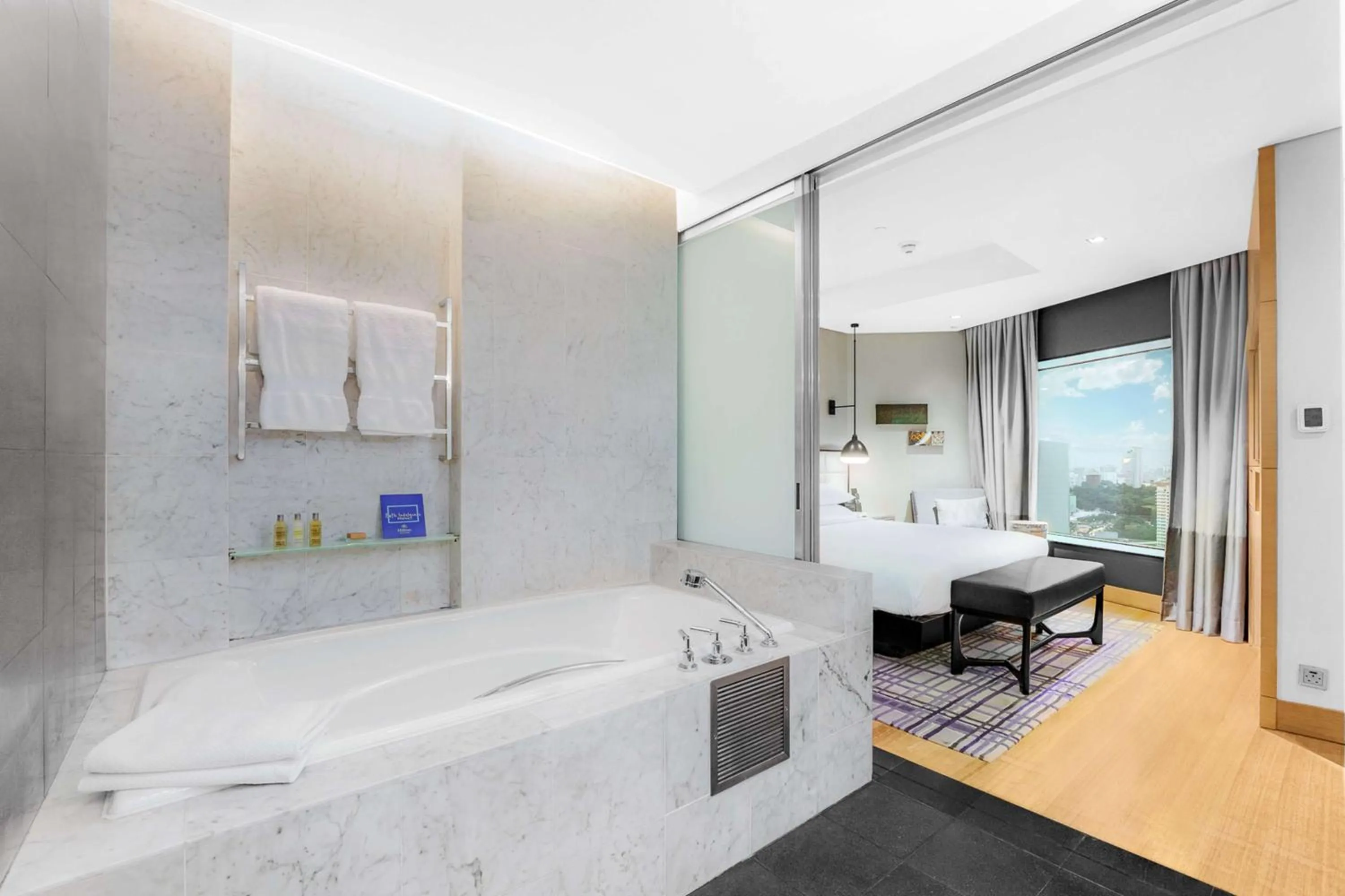 Bathroom, Bed in Hilton Kuala Lumpur