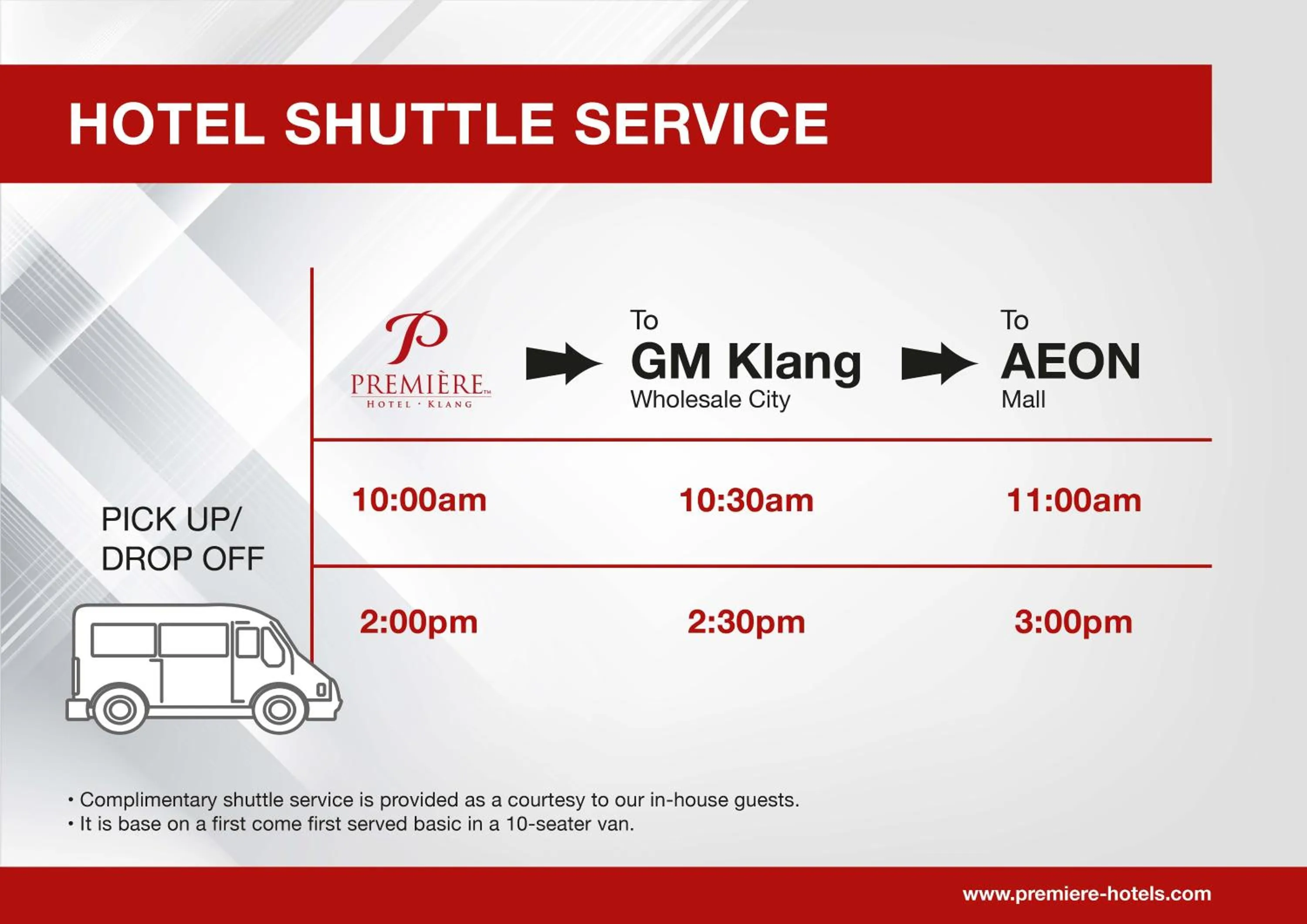 Premiere Hotel - Complimentary Shuttle to Klang Wholesale Market