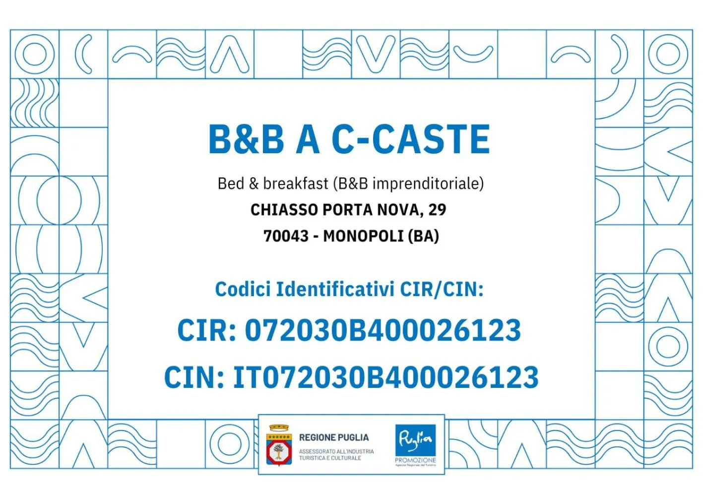 Property logo or sign in B&B A C-Caste
