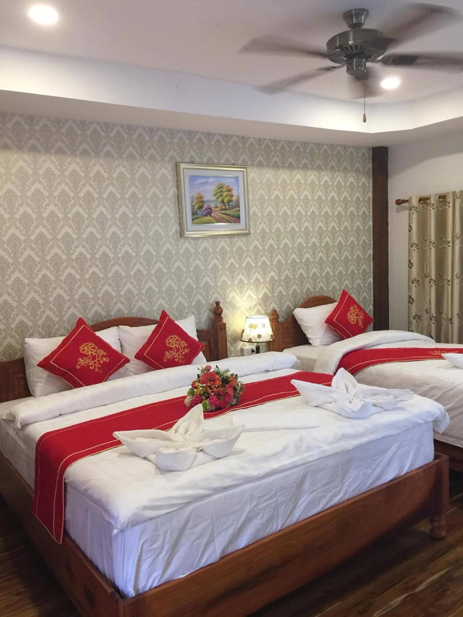 Bed in Golden Lotus Namkhan View