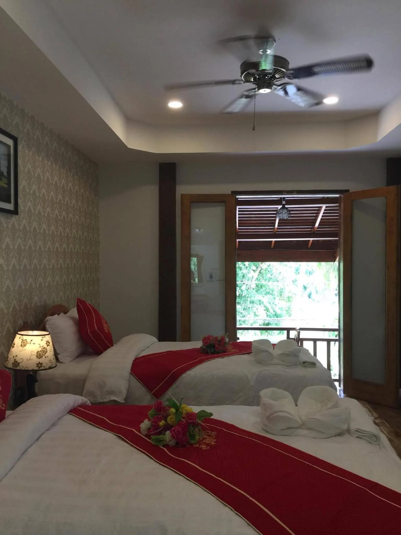 Bed in Golden Lotus Namkhan View