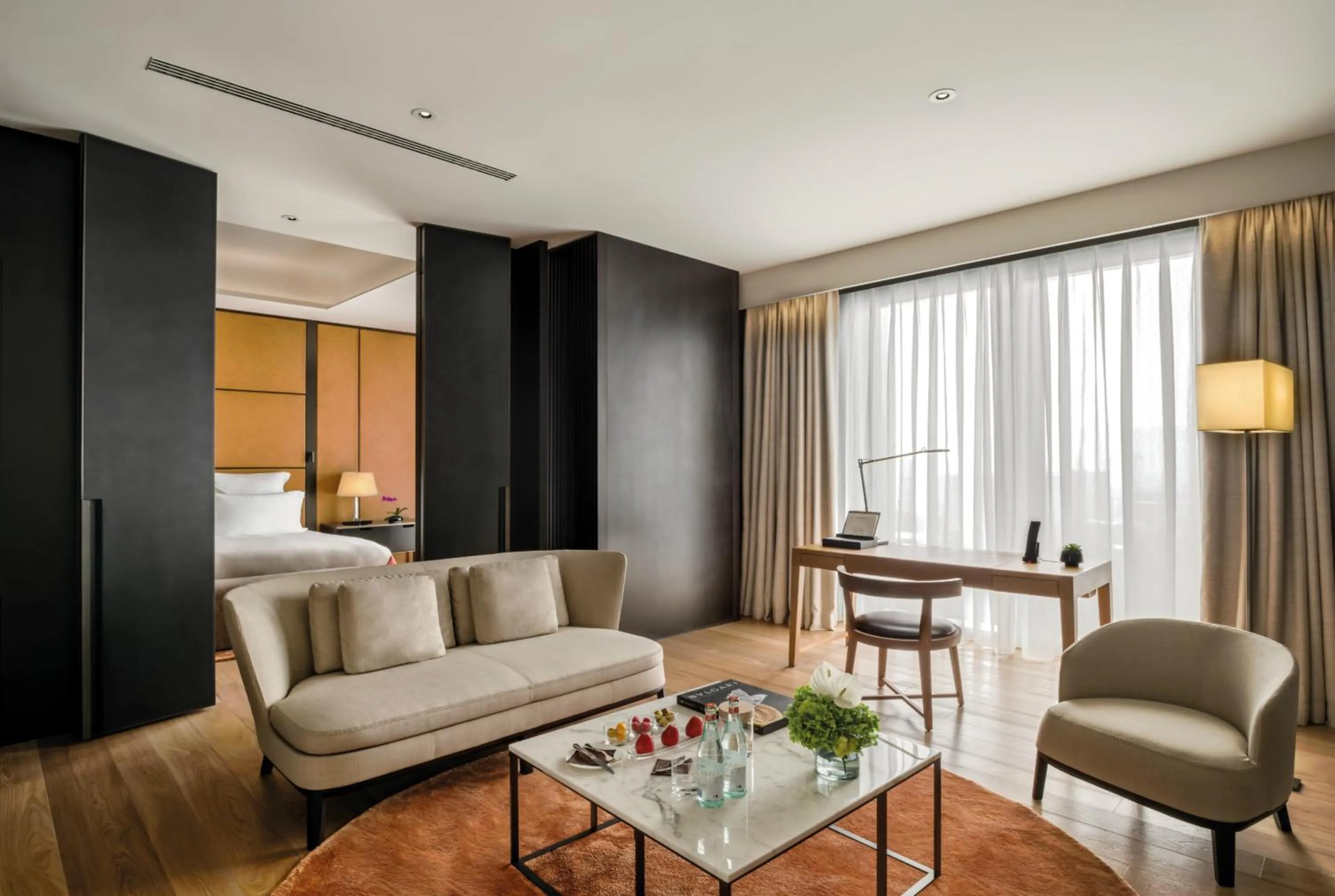 Bed in Bvlgari Hotel Beijing