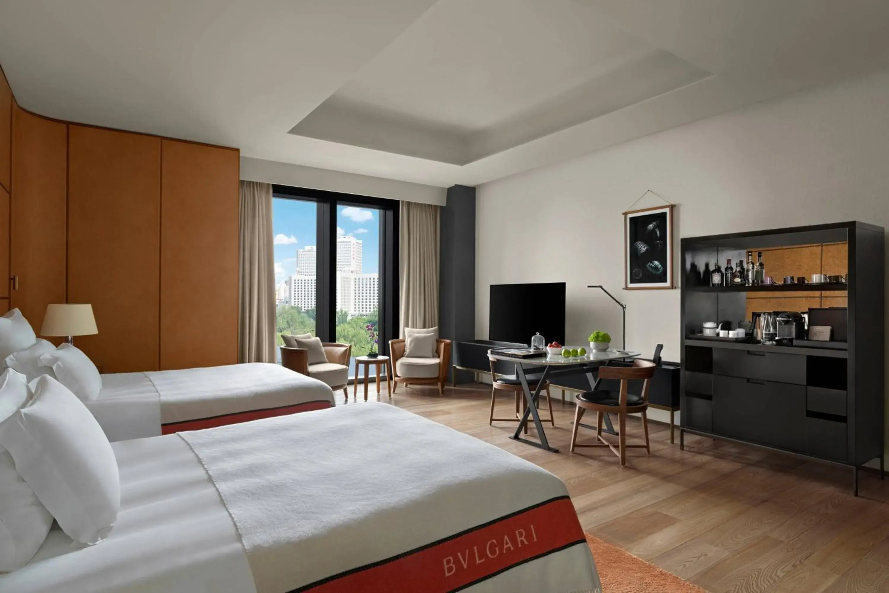 Superior Room with Two Double Beds and City View (Free Mini-bar soft drinks & beers + 1.9 mi pick-up or drop-off service + 4.6 feet wide double beds) in Bvlgari Hotel Beijing Superior Room with Two Double Beds and City View (Free Mini-bar soft drinks & beers + 1.9 mi pick-up or drop-off service + 4.6 feet wide double beds) in Bvlgari Hotel Beijing