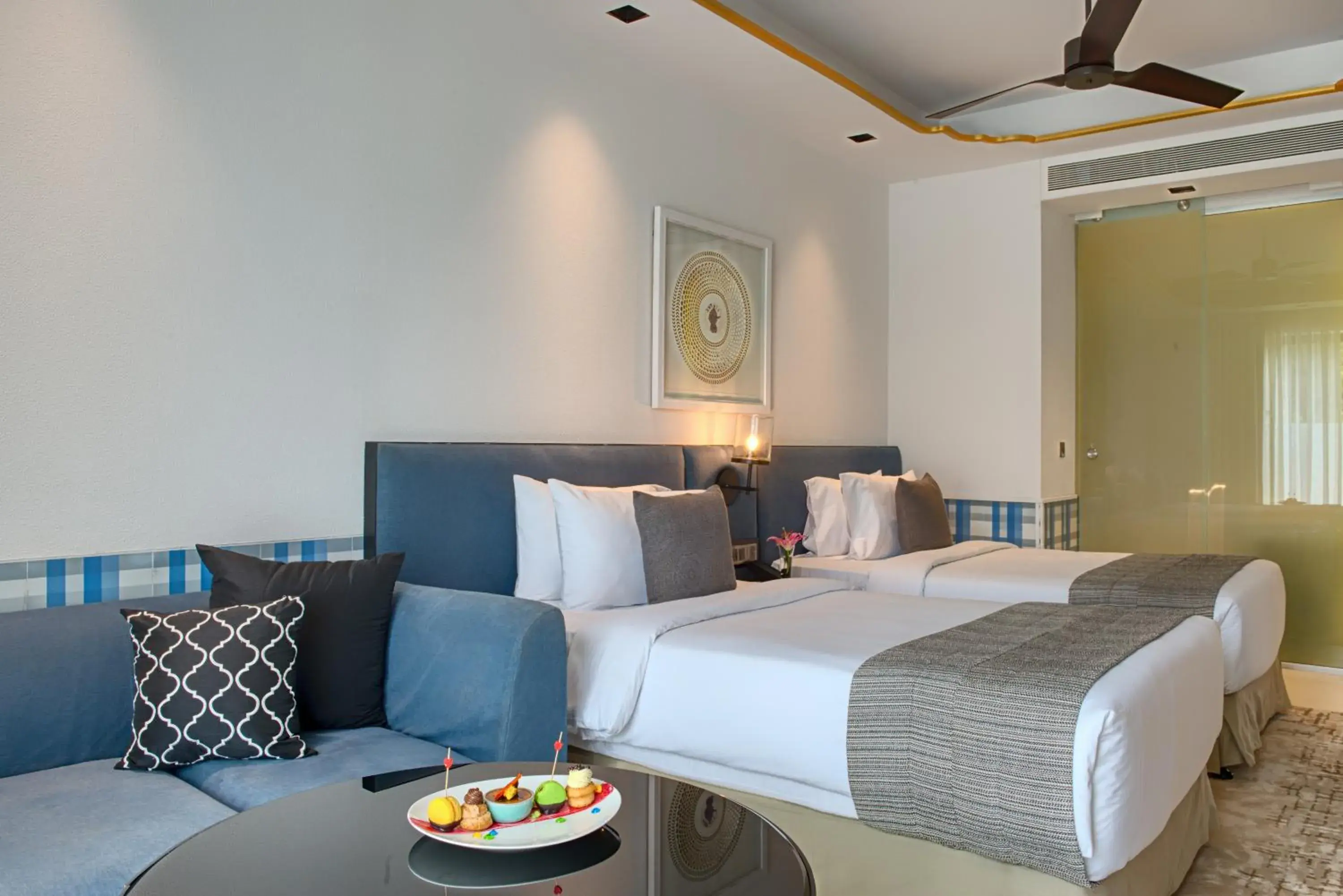 Premium Balcony Room Twin Bed - INR 2000 Meal Credit per stay, 20% discount on Spa & Laundry in Azaya Beach Resort Goa Premium Balcony Room Twin Bed - INR 2000 Meal Credit per stay, 20% discount on Spa & Laundry in Azaya Beach Resort Goa