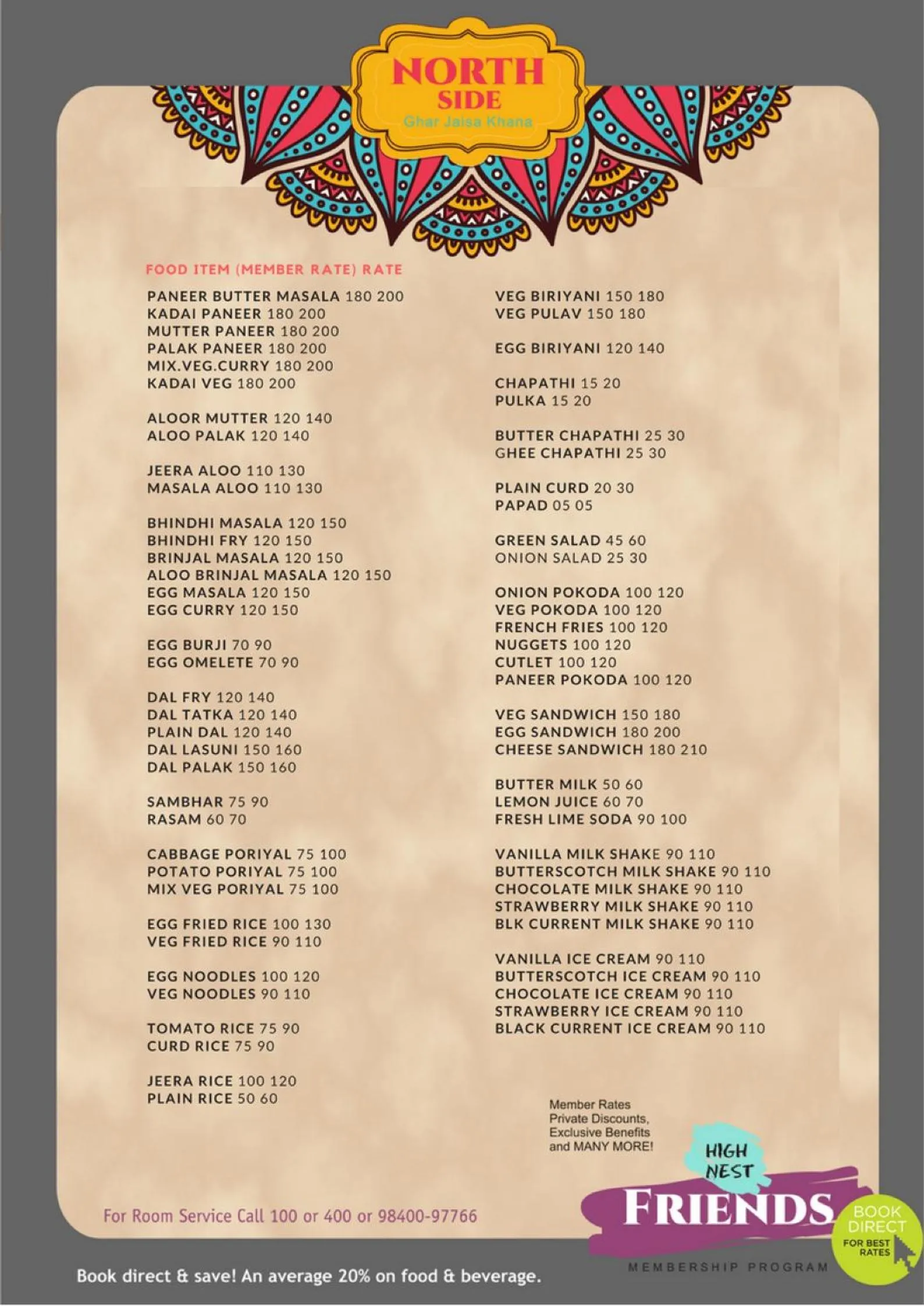 Food and drinks in Hotel Villa Highnest - Oragadam -Sriperumbudur