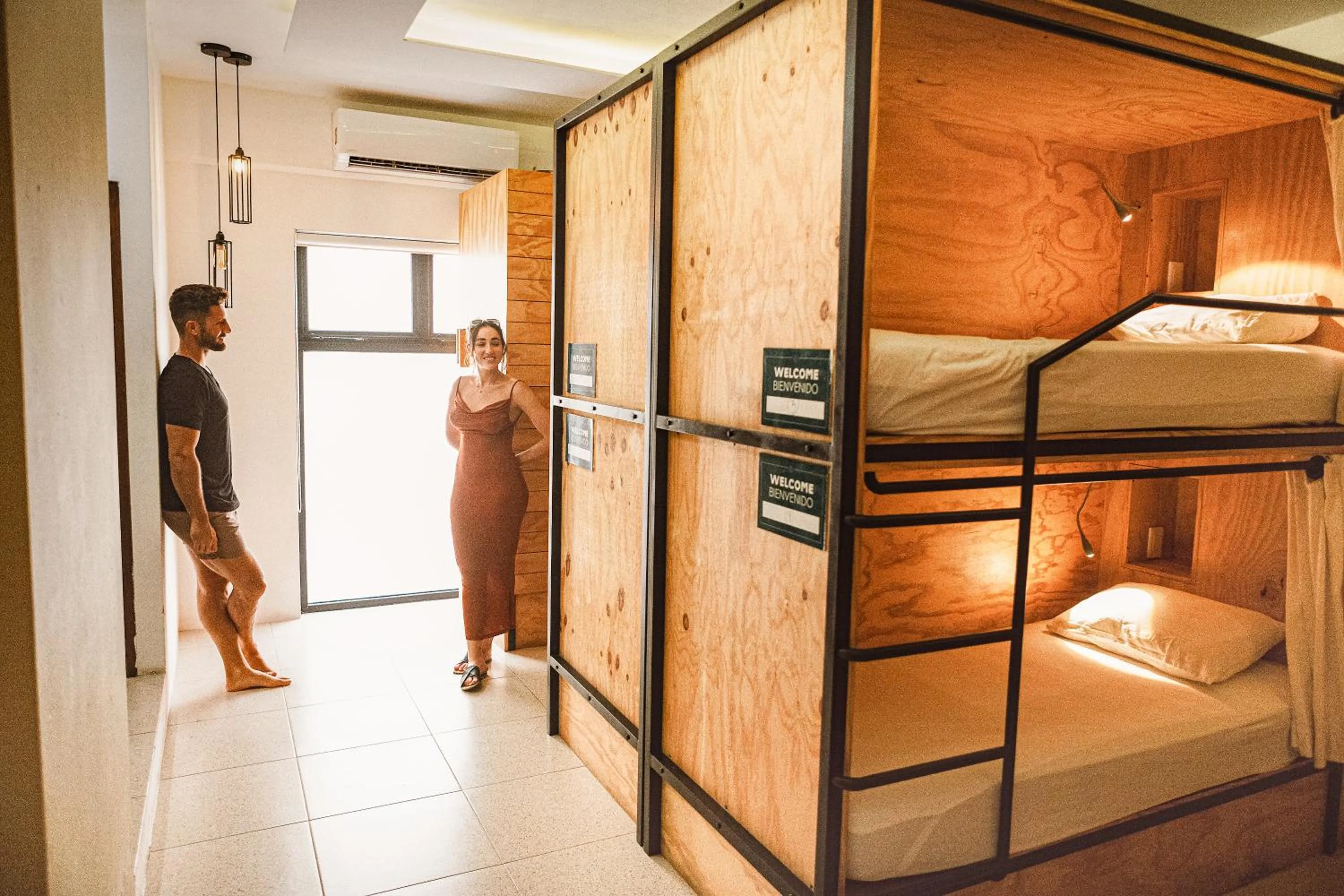 Bed in Nomads Hotel & Rooftop Pool Cancun