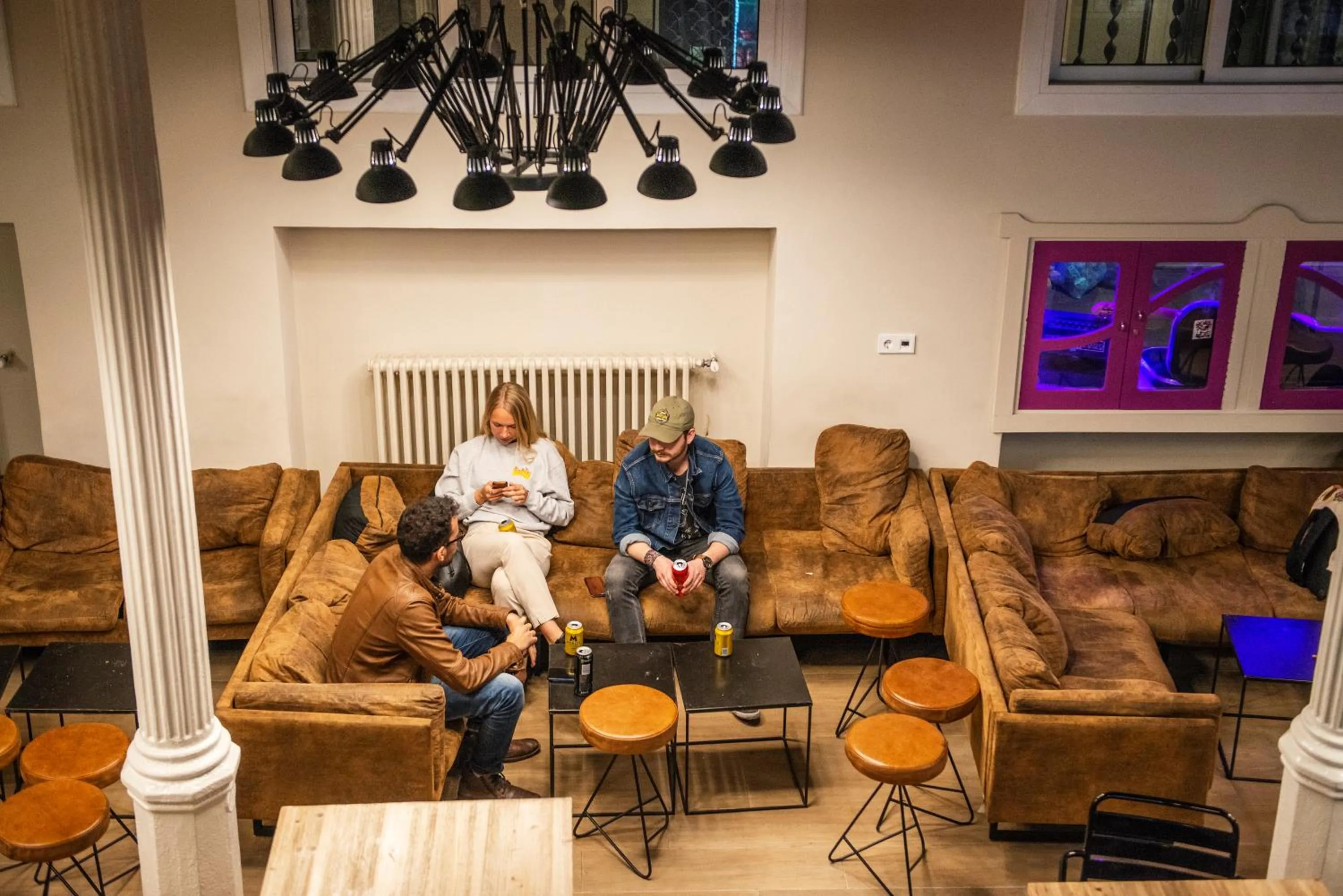 Seating area in Safestay Barcelona Gothic