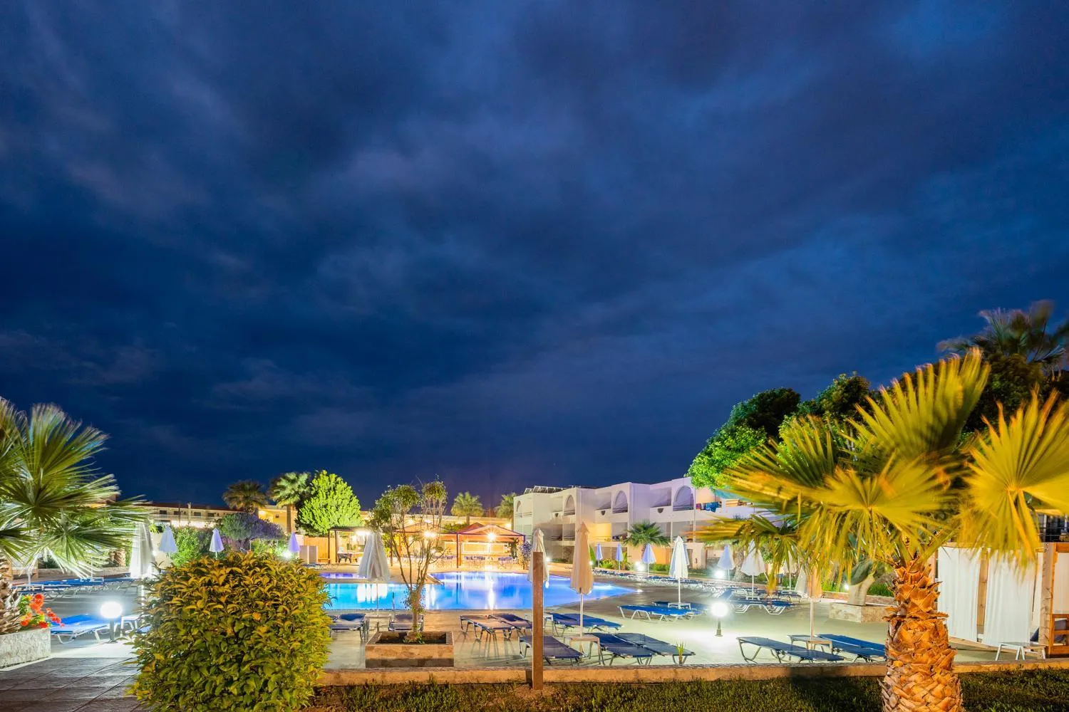 Pool view in Lardos Bay Hotel