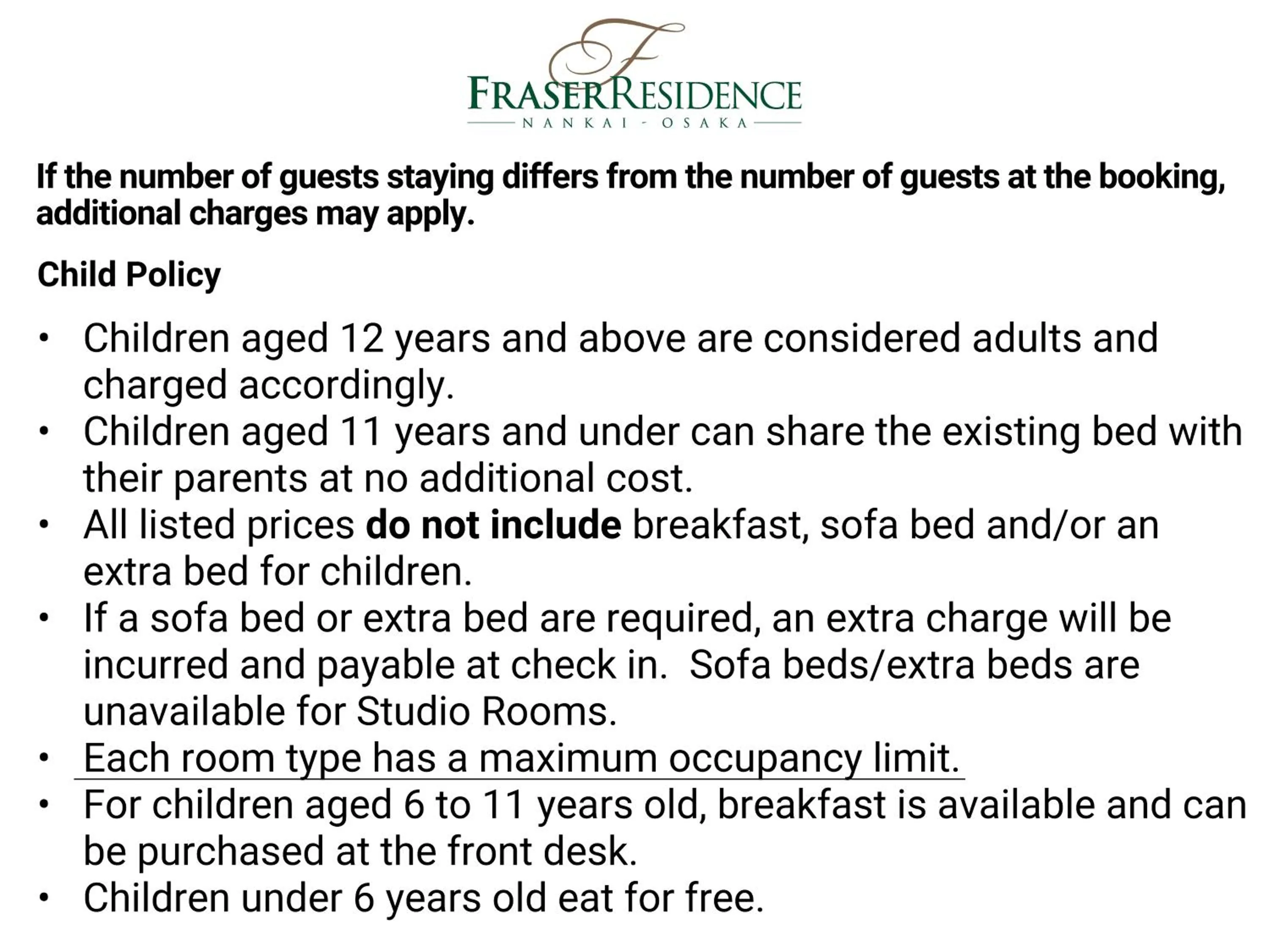 Text overlay in Fraser Residence Nankai Osaka