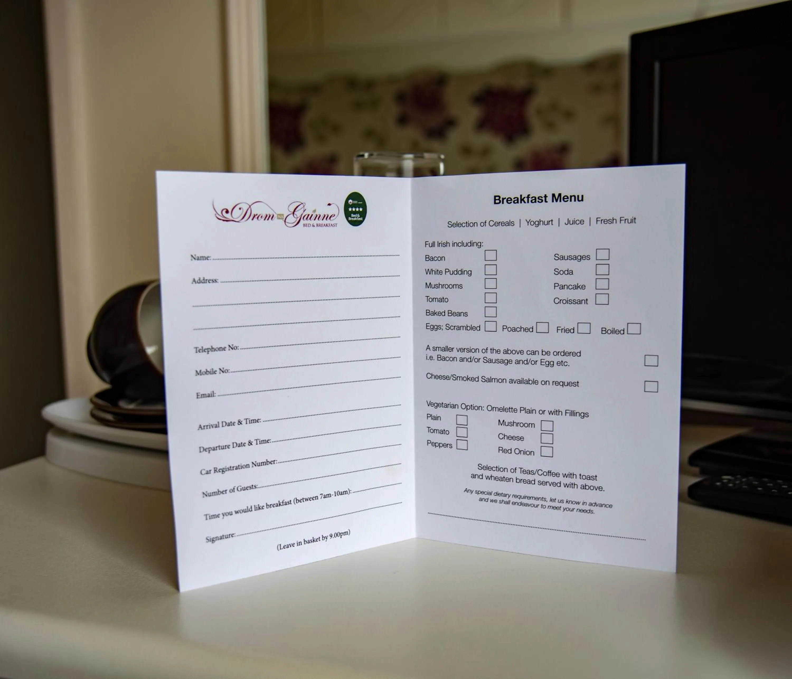 Food and drinks in Drom na Gainne B&B