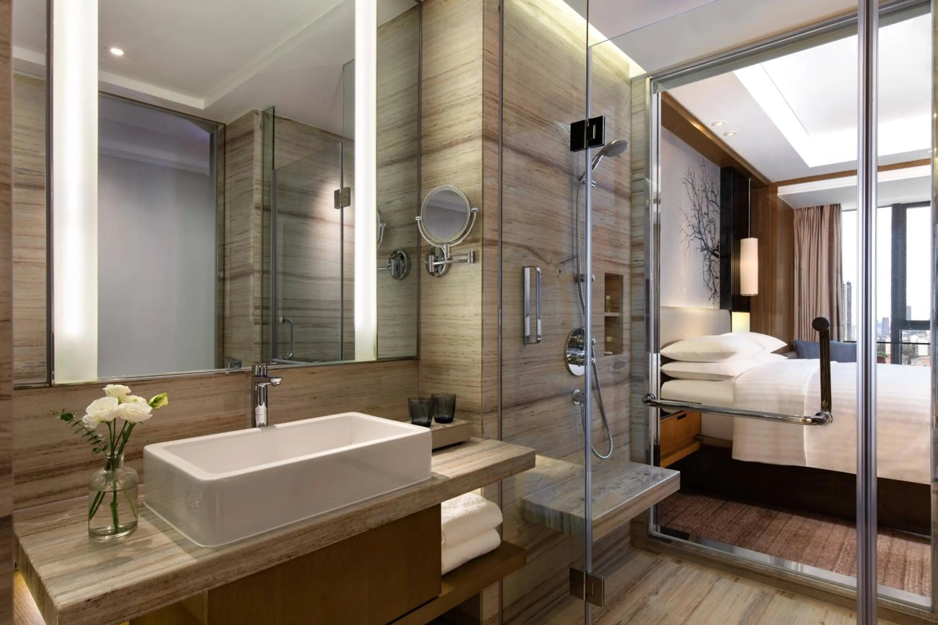 Bathroom, Bed in Courtyard by Marriott Changsha South