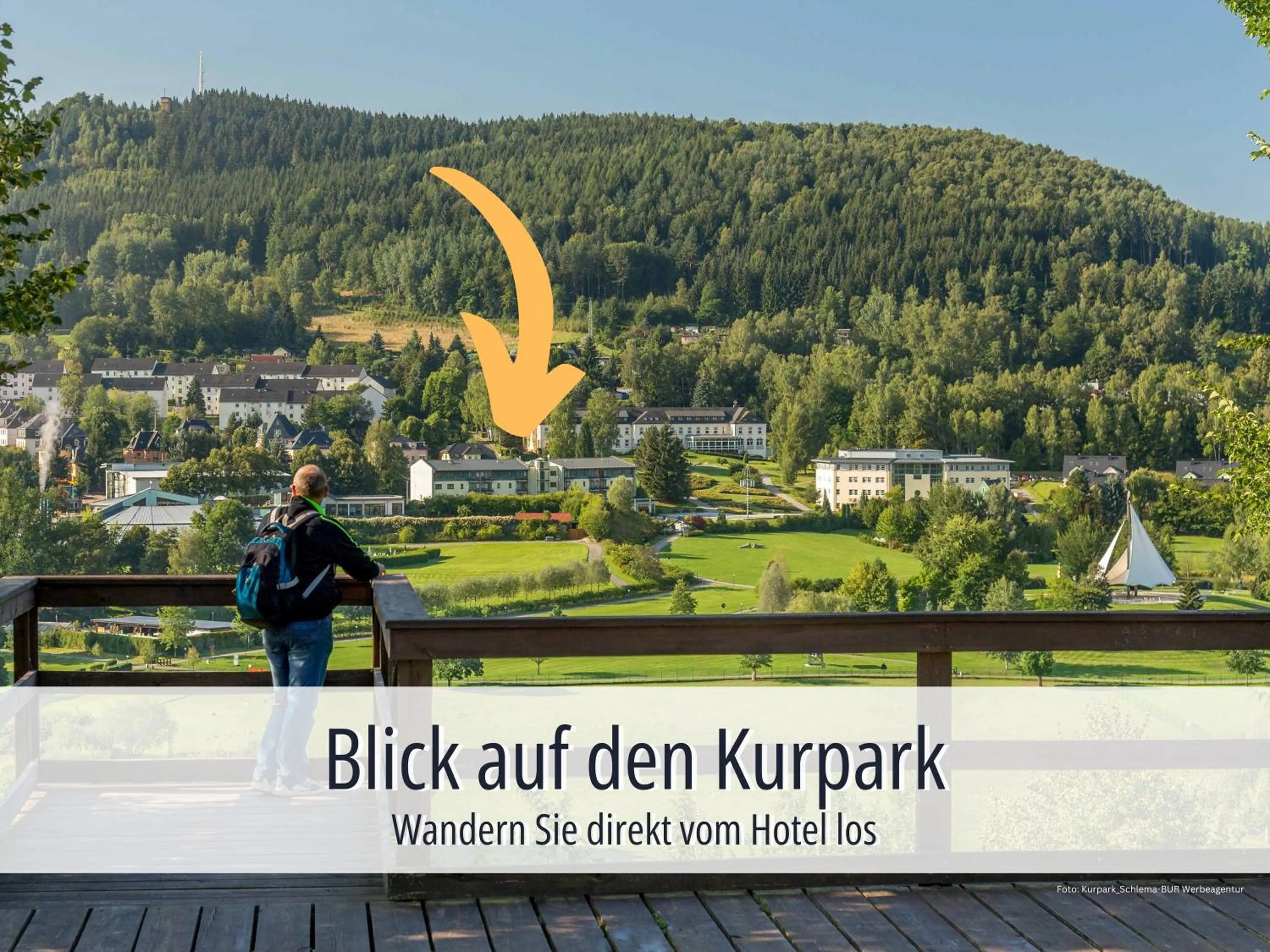 Bird's eye view in Hotel Am Kurhaus mit erstem Ayurveda Center Sachsens - direkt am Gesundheitsbad ACTINON & Kurpark