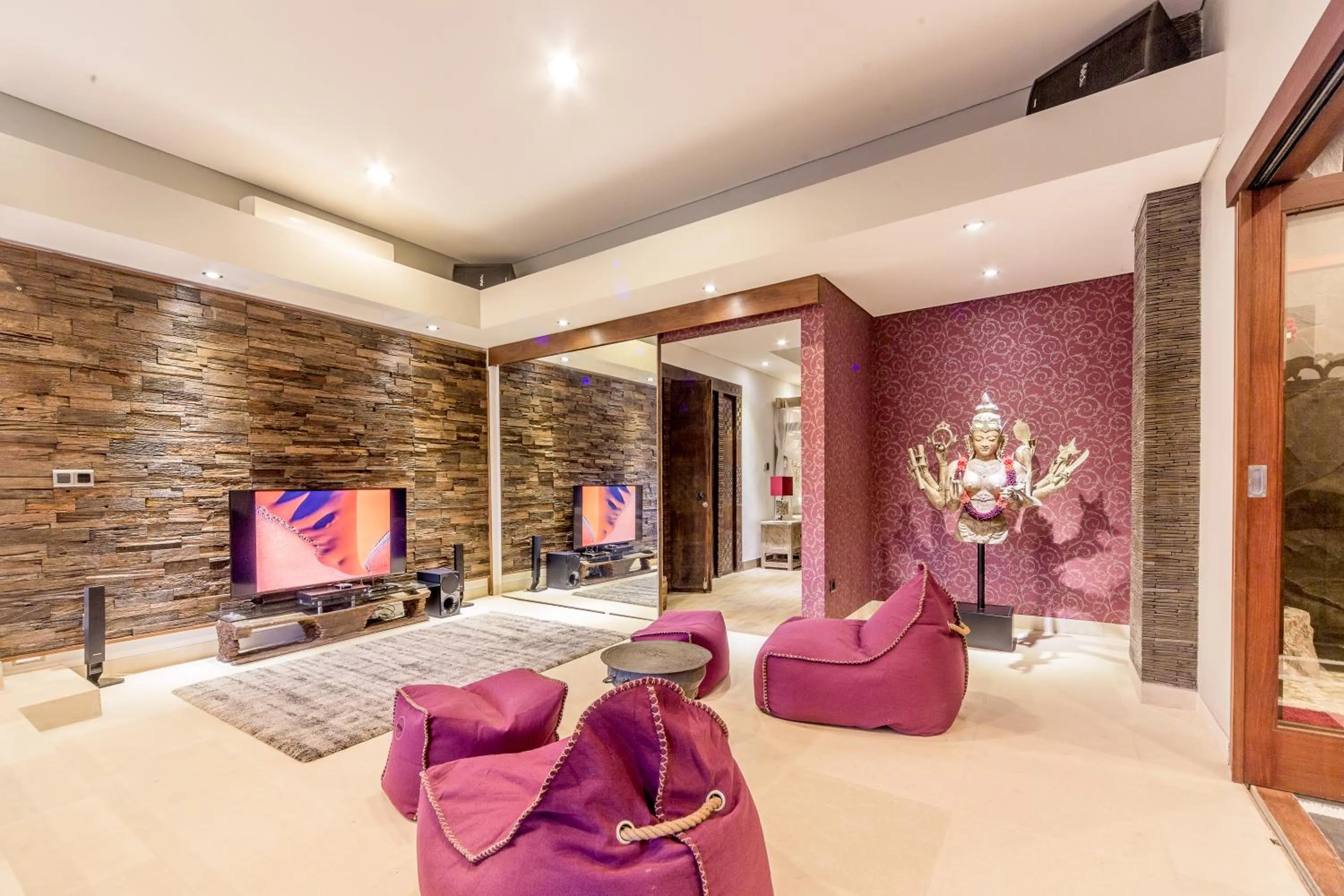 Communal lounge/ TV room in The Manipura Luxury Estate and Spa Up to 18 person, fully serviced