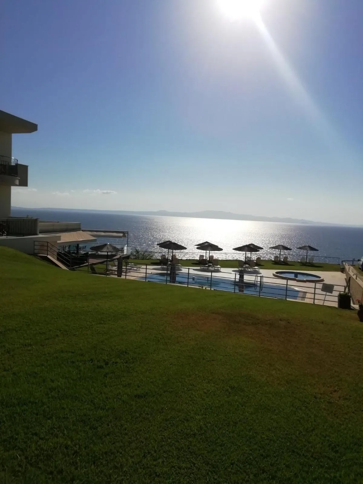 Pool view in Aegean Blue Studios
