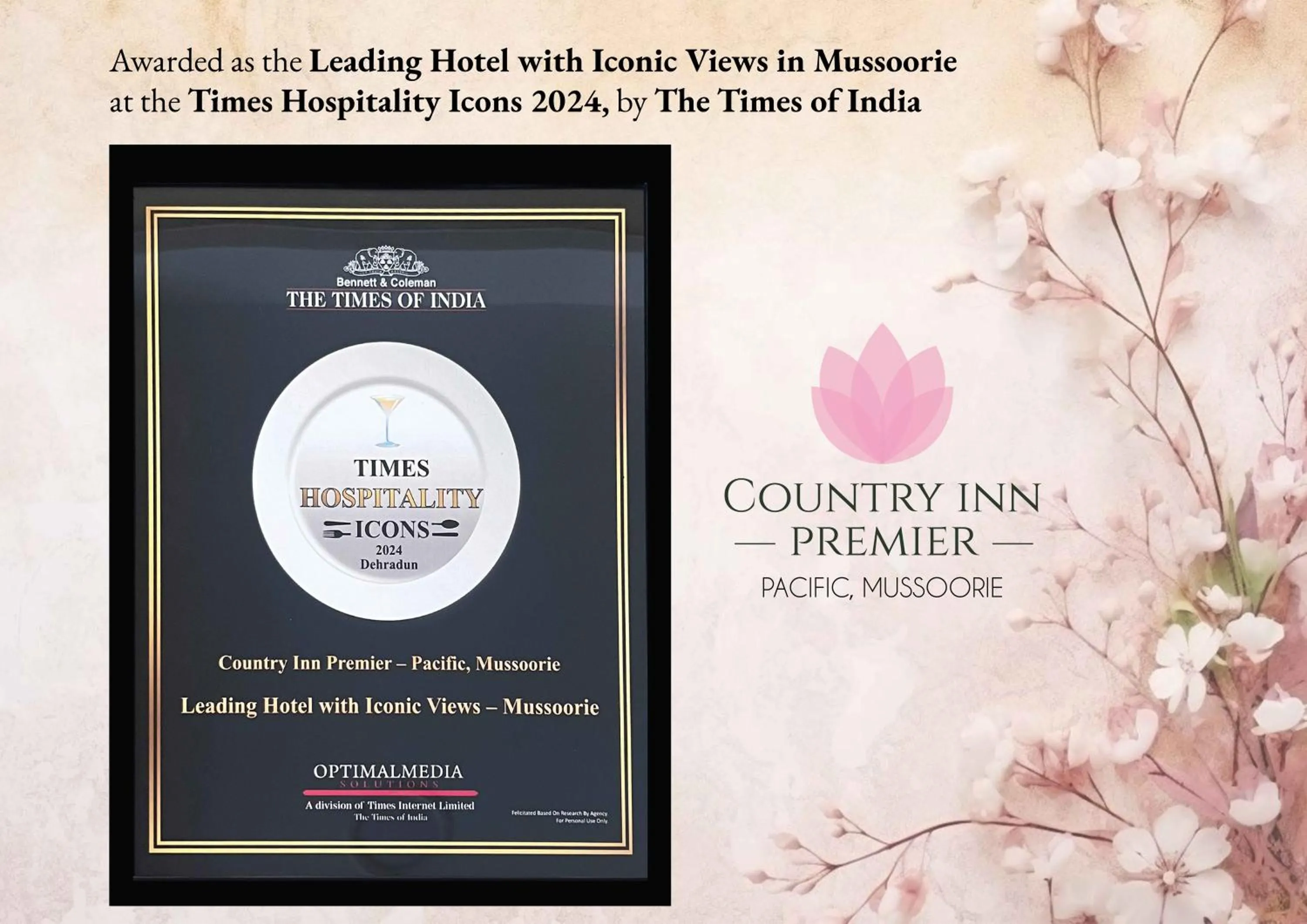 Certificate/Award in Country Inn Premier Pacific Mall Road Mussoorie