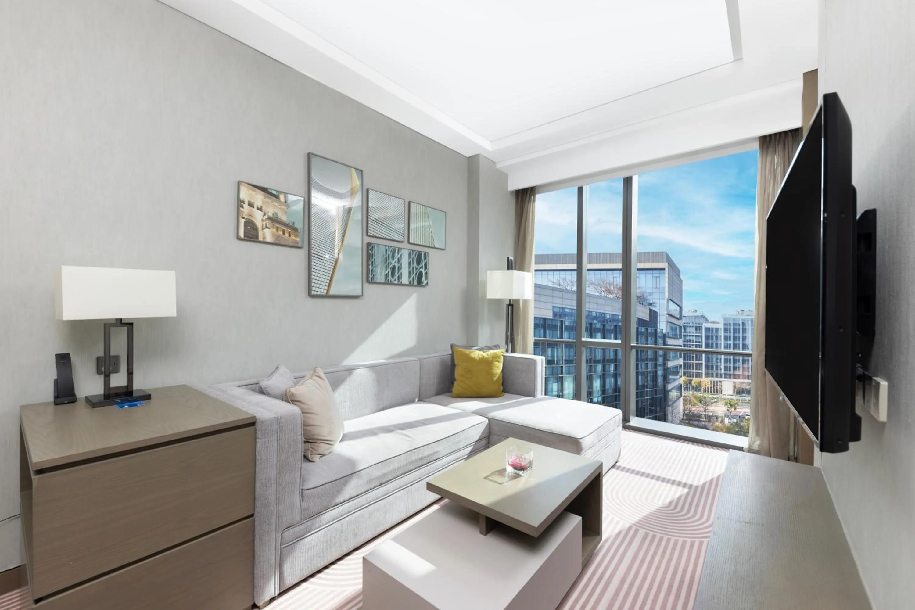 View (from property/room), Bed in Hyatt House Shanghai Hongqiao CBD