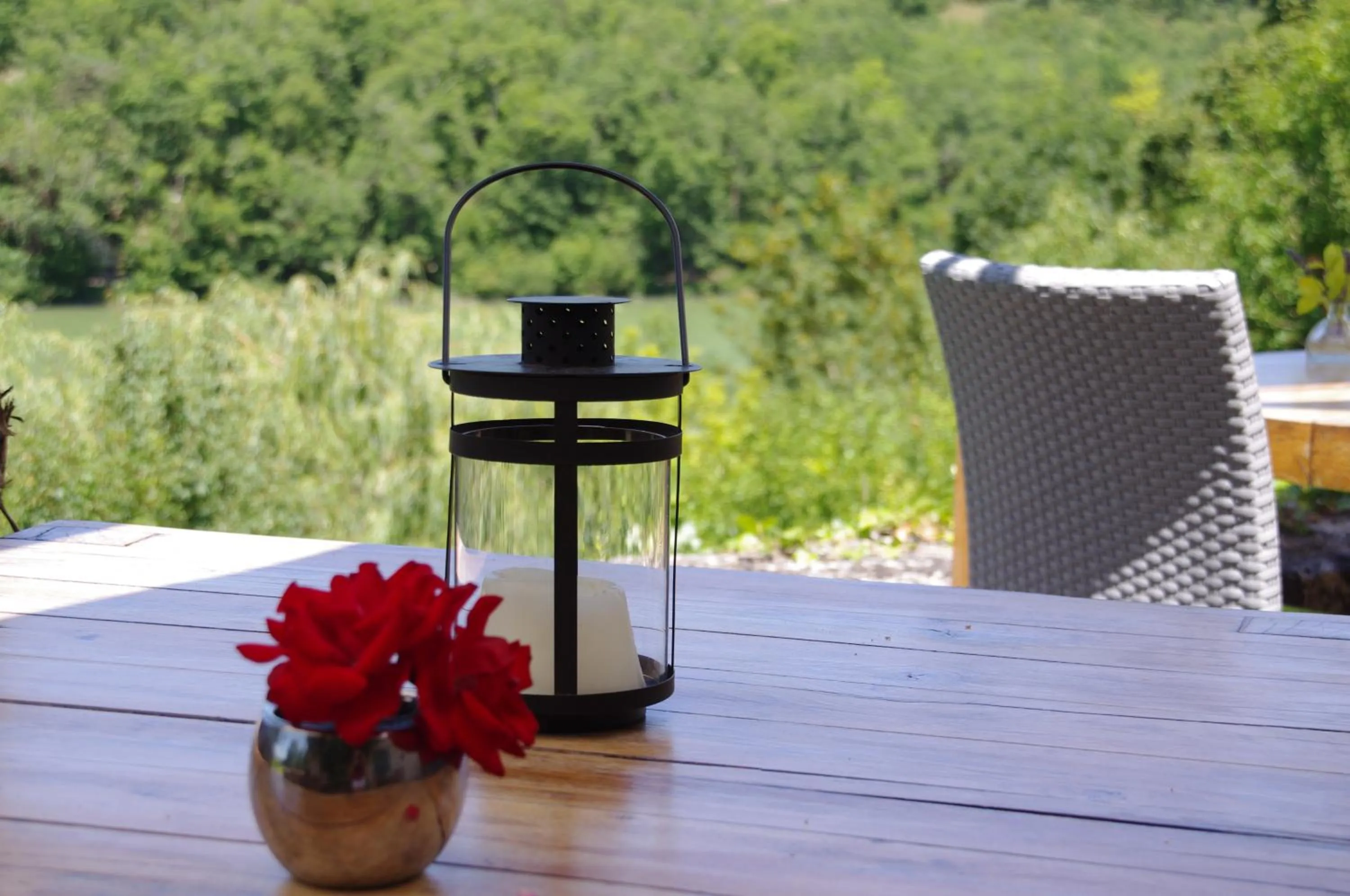 Patio in Logis Hotels Domaine du Châtelard