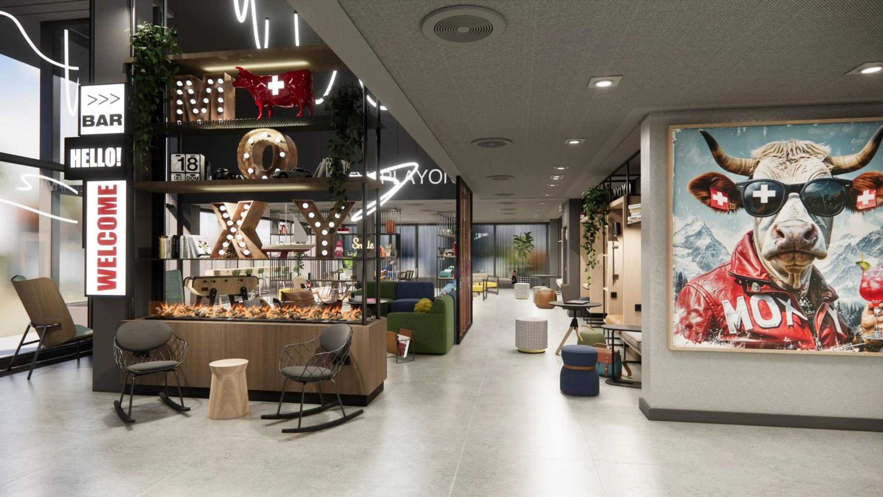 Lobby or reception in Moxy Zurich
