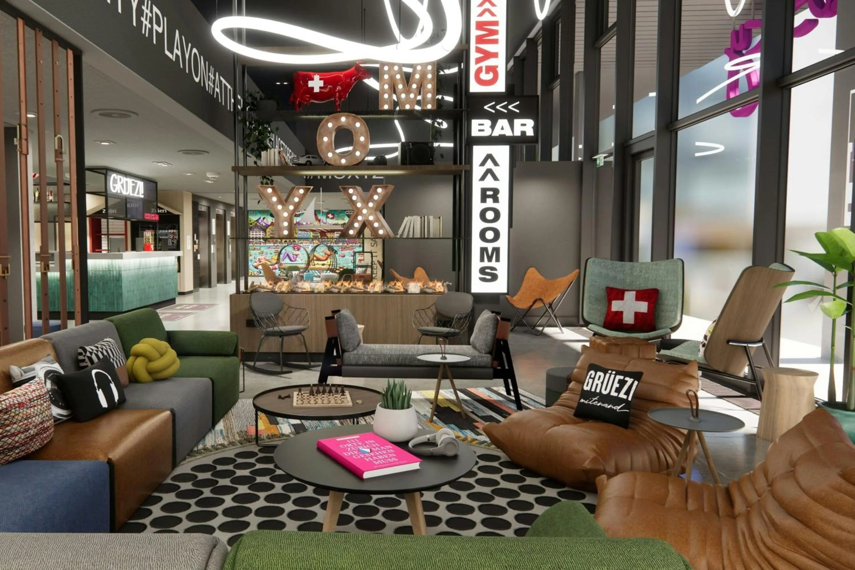 Lobby or reception in Moxy Zurich