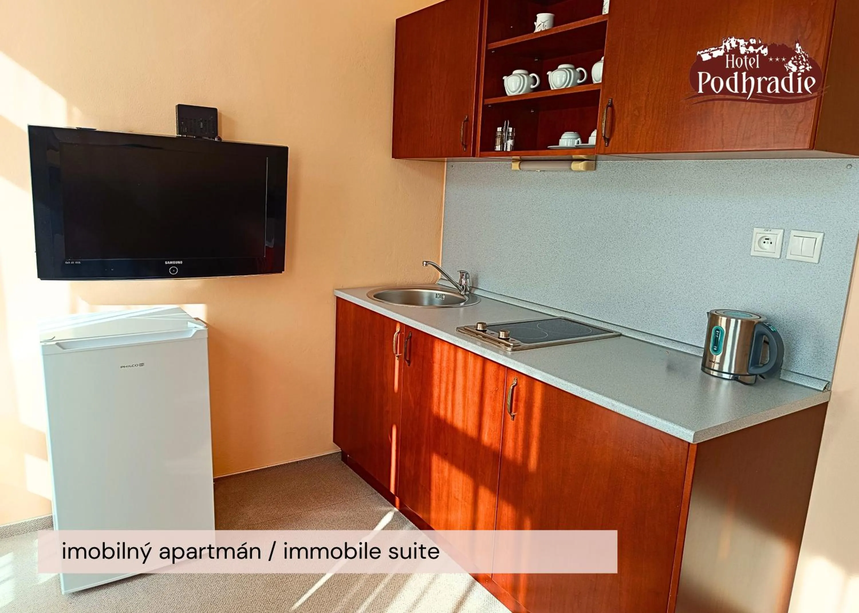 Kitchen or kitchenette in Hotel Podhradie