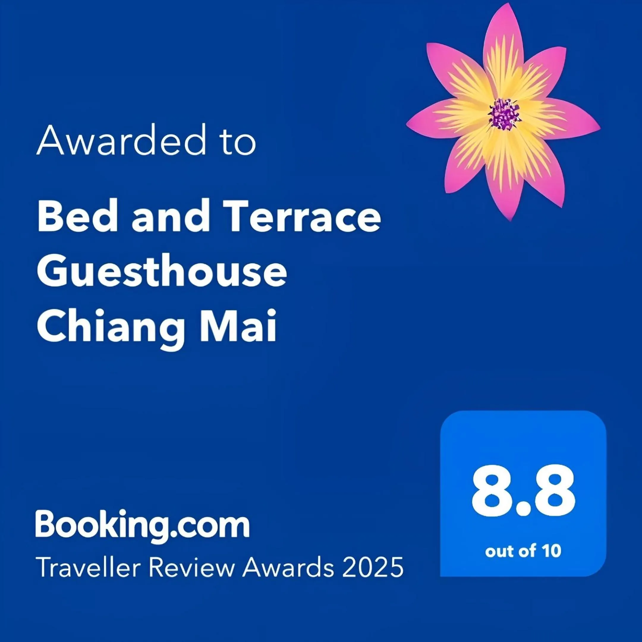 Certificate/Award in Bed and Terrace Guesthouse Chiang Mai