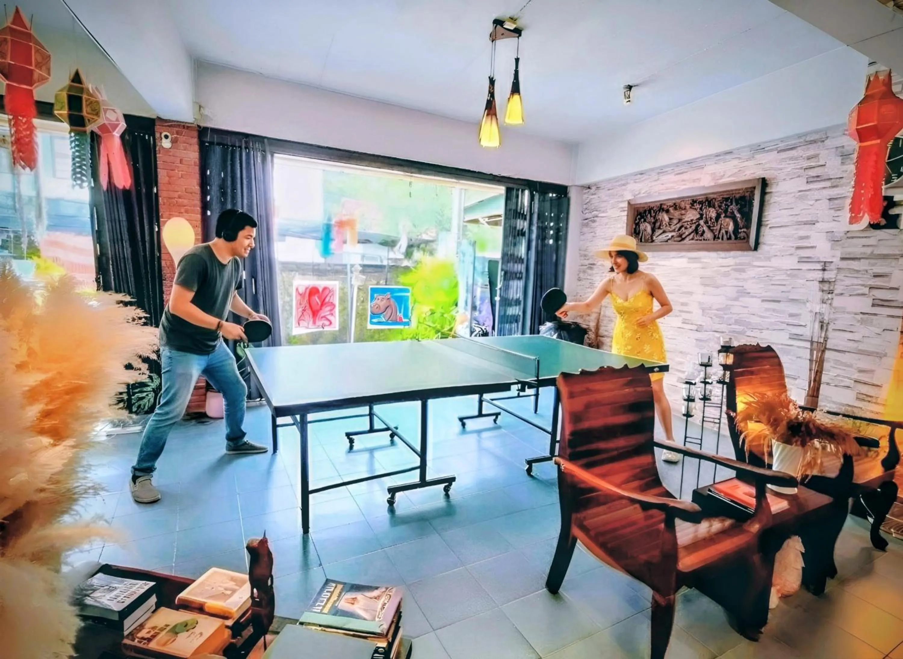 Table tennis in Bed and Terrace Guesthouse Chiang Mai