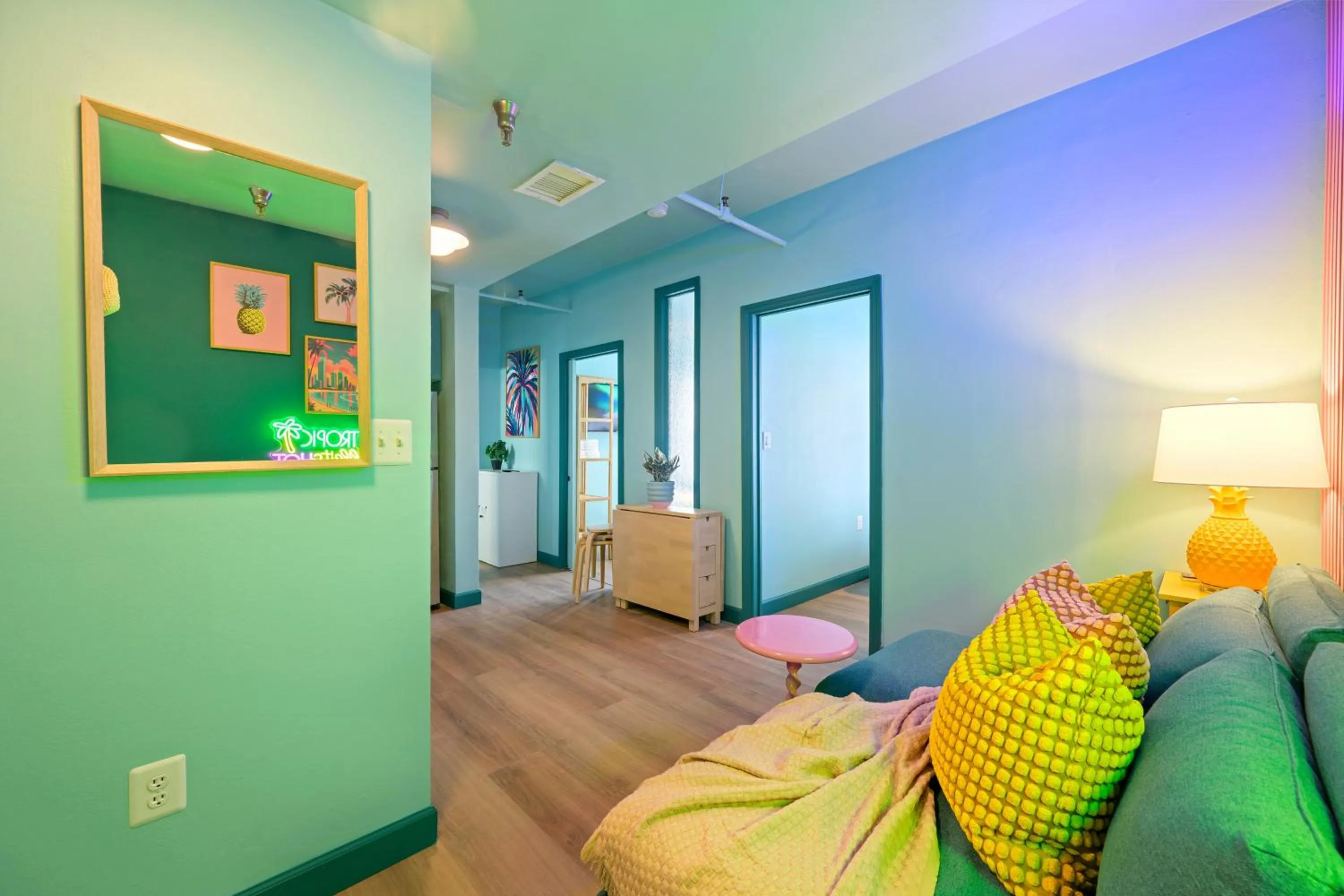 Living room, Bed in Barbizon on Ocean Drive Apartments