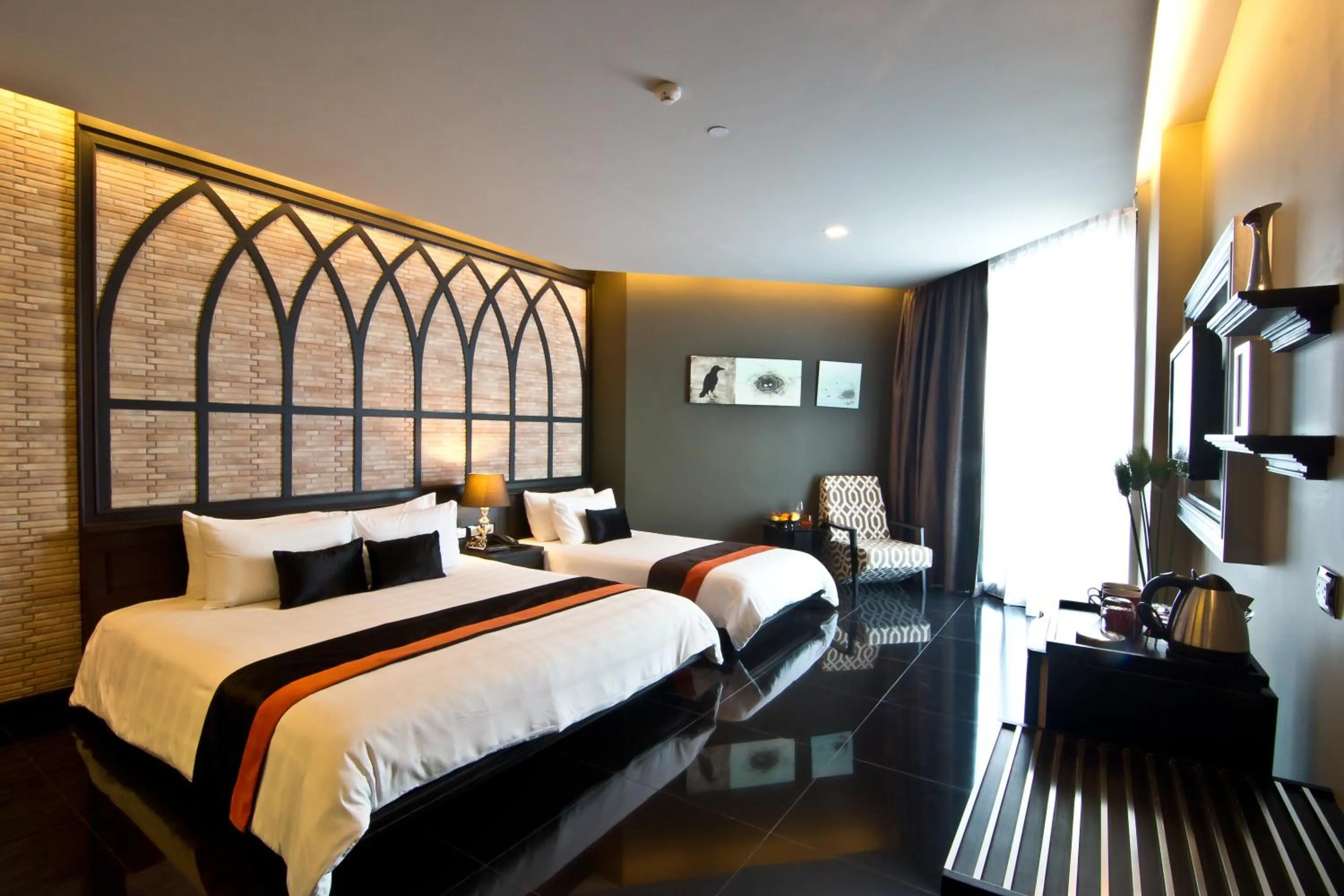 Decorative detail, Bed in Tsix5 Hotel