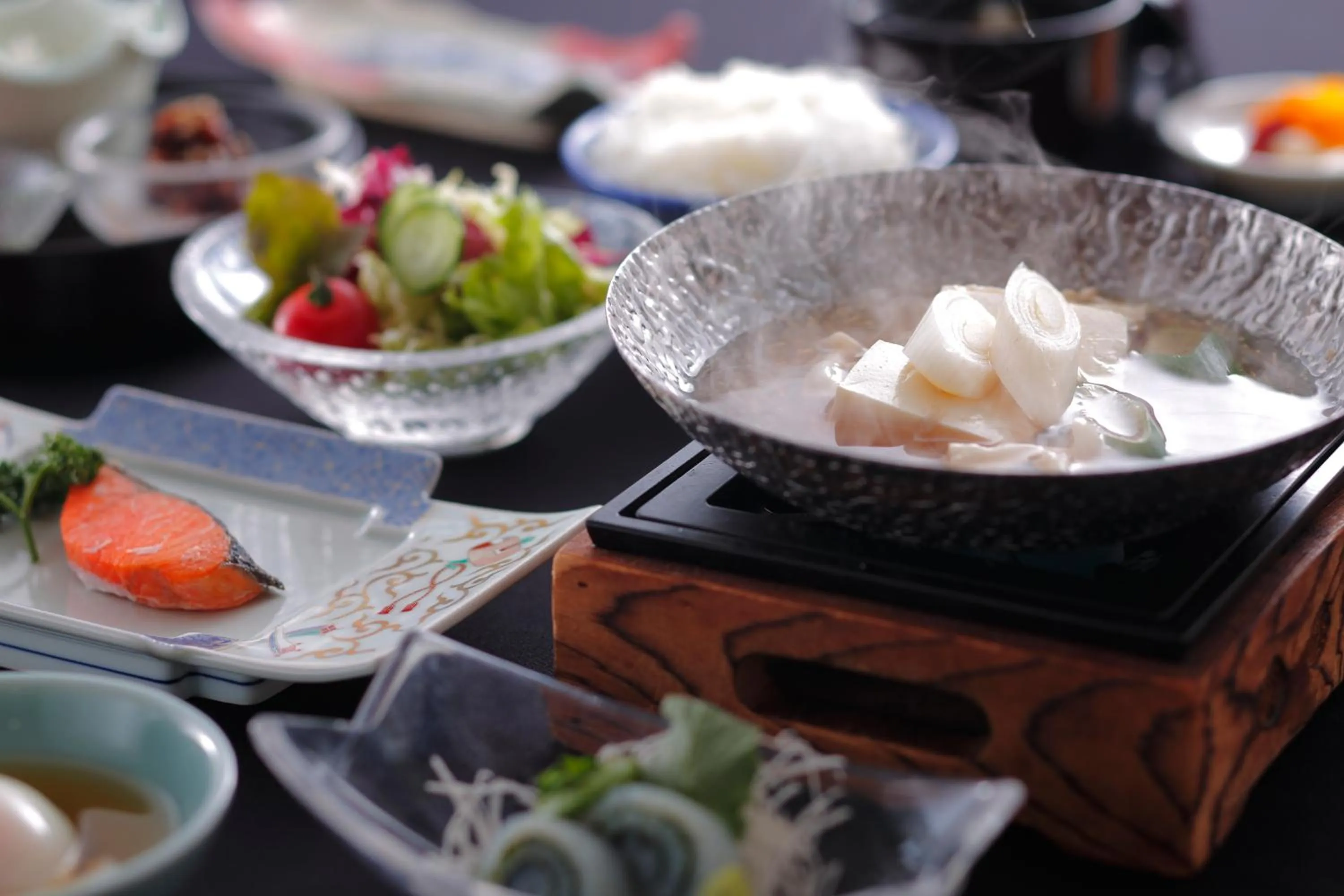 Asian breakfast in Awara Kitagata Onsen Kohanso Hana Yurari