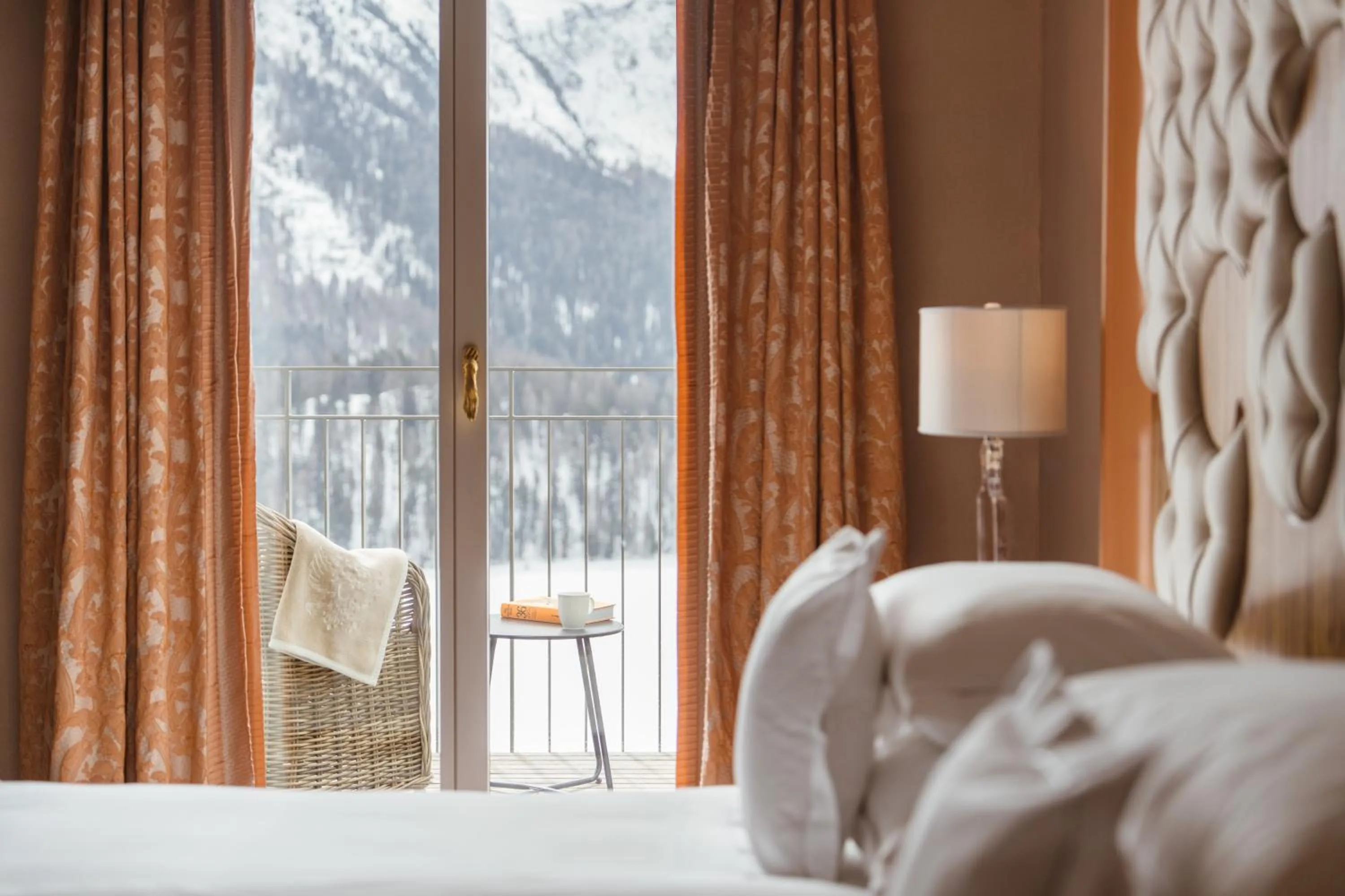 View (from property/room), Bed in Carlton Hotel St Moritz - The Leading Hotels of the World