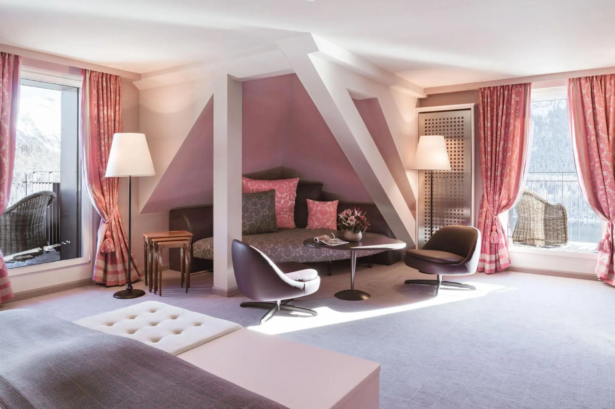Living room, Bed in Carlton Hotel St Moritz - The Leading Hotels of the World